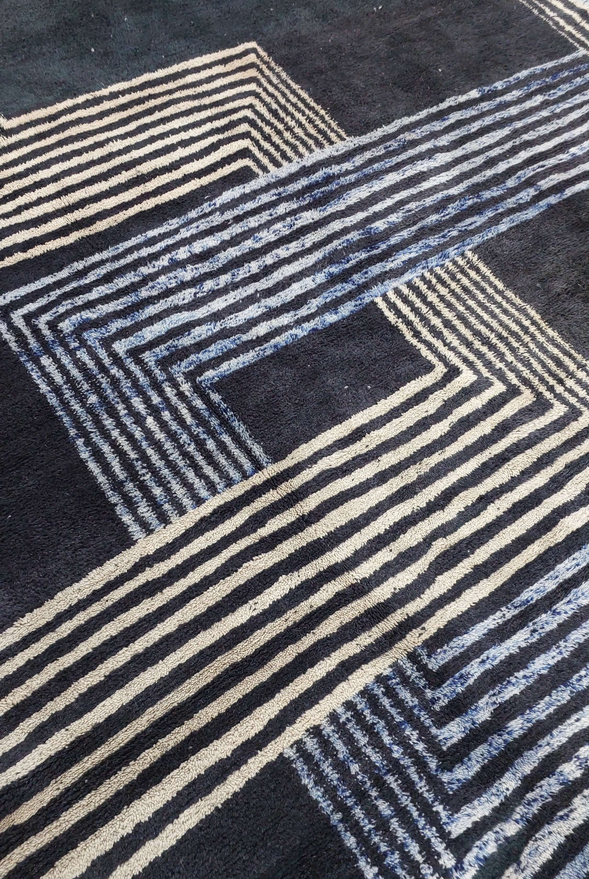 Moroccan rug showcasing a complex geometric design