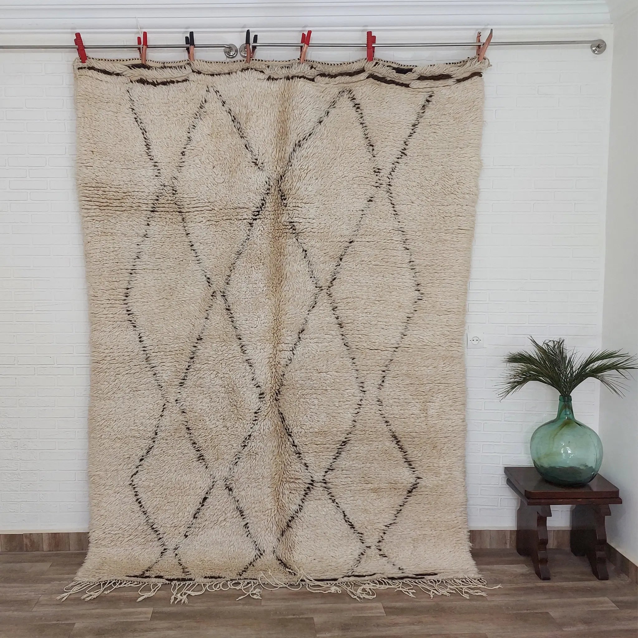 Moroccan Rug - Vintage Beni ourain rug - 6'6"×8'9" MoroccanBazzArts