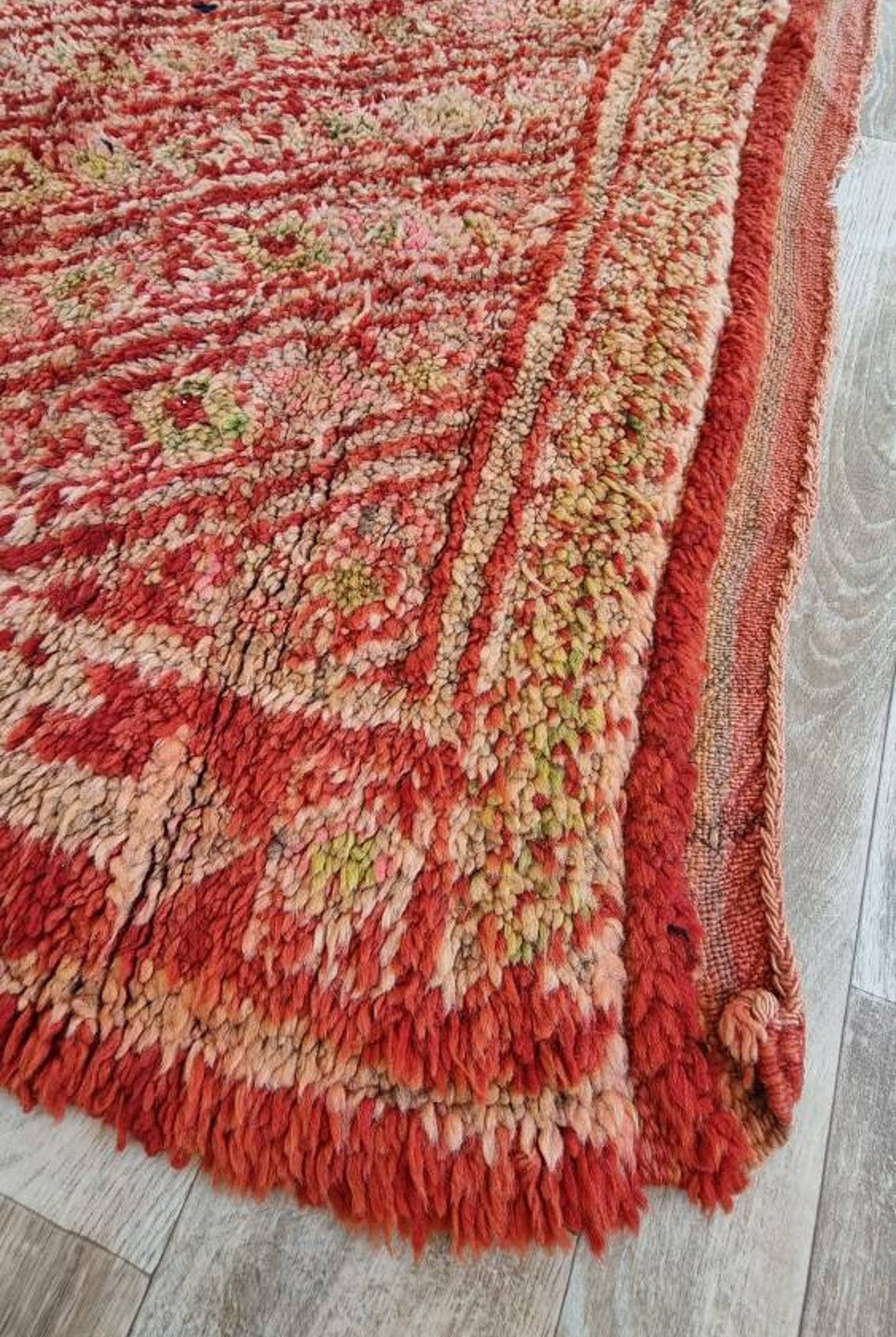Authentic Vintage Moroccan Beni Mguild Berber Rug: Handmade Bohemian Area Carpet (260x220cm) MoroccanBazzArts