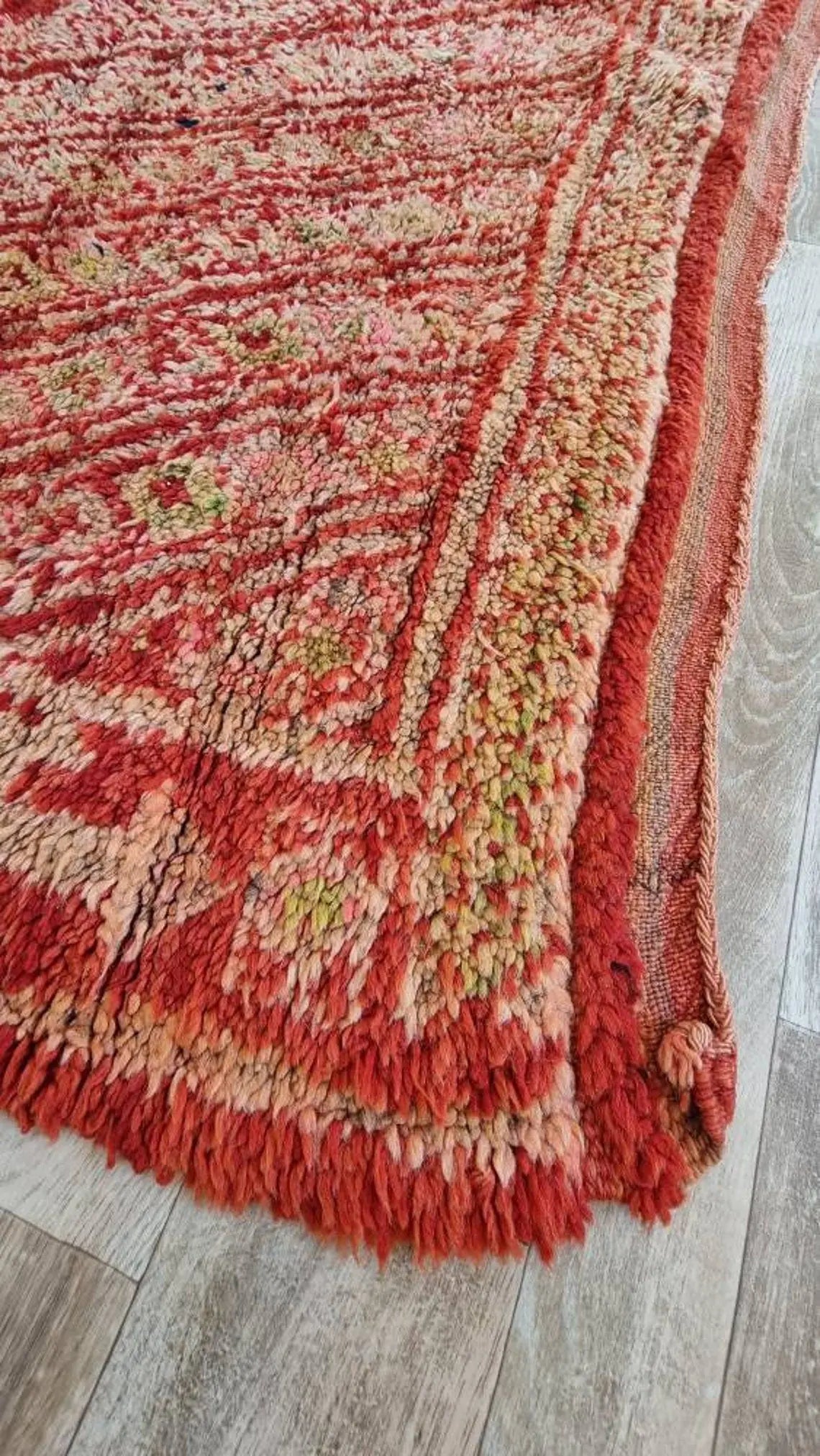 Authentic Vintage Moroccan Beni Mguild Berber Rug: Handmade Bohemian Area Carpet (260x220cm) MoroccanBazzArts
