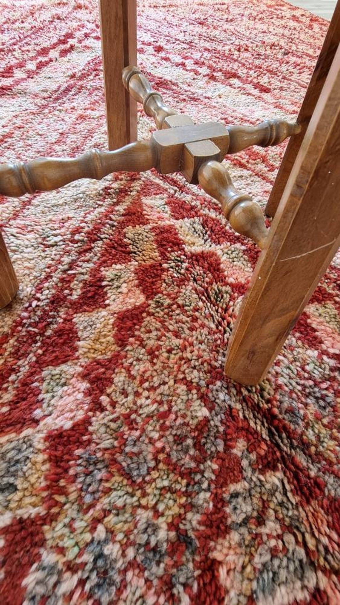 Authentic Vintage Moroccan Beni Mguild Berber Rug: Handmade Bohemian Area Carpet (260x220cm) MoroccanBazzArts