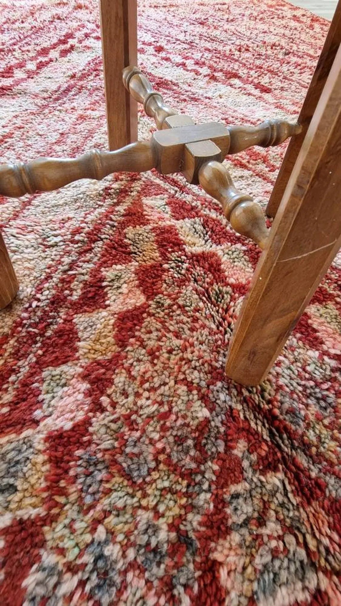 Authentic Vintage Moroccan Beni Mguild Berber Rug: Handmade Bohemian Area Carpet (260x220cm) MoroccanBazzArts