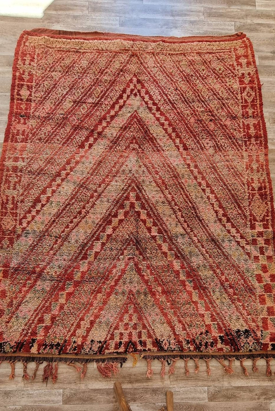 Authentic Vintage Moroccan Beni Mguild Berber Rug: Handmade Bohemian Area Carpet (260x220cm) MoroccanBazzArts