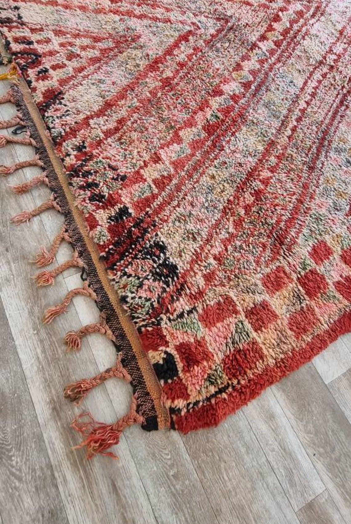 Authentic Vintage Moroccan Beni Mguild Berber Rug: Handmade Bohemian Area Carpet (260x220cm) MoroccanBazzArts