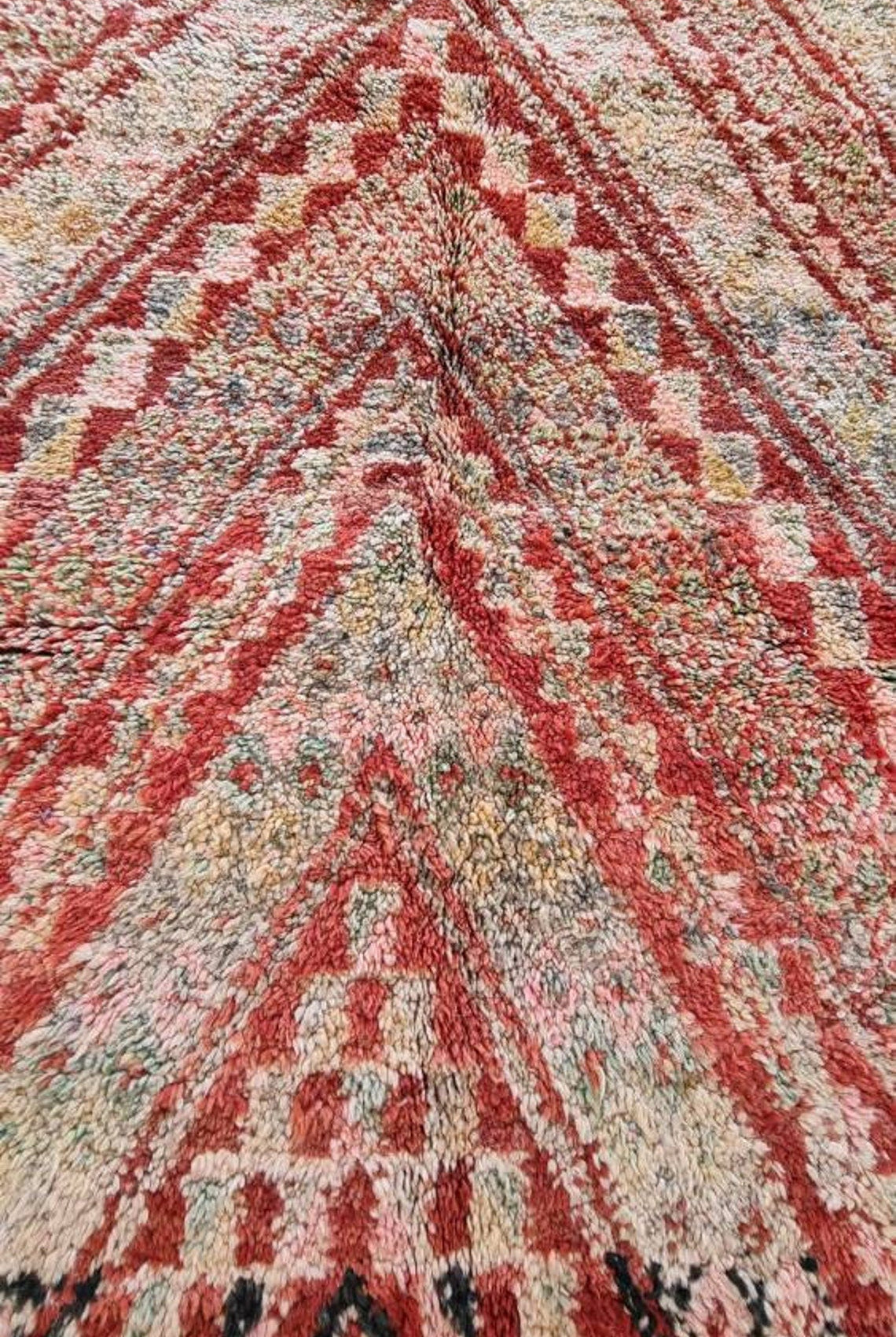 Authentic Vintage Moroccan Beni Mguild Berber Rug: Handmade Bohemian Area Carpet (260x220cm) MoroccanBazzArts