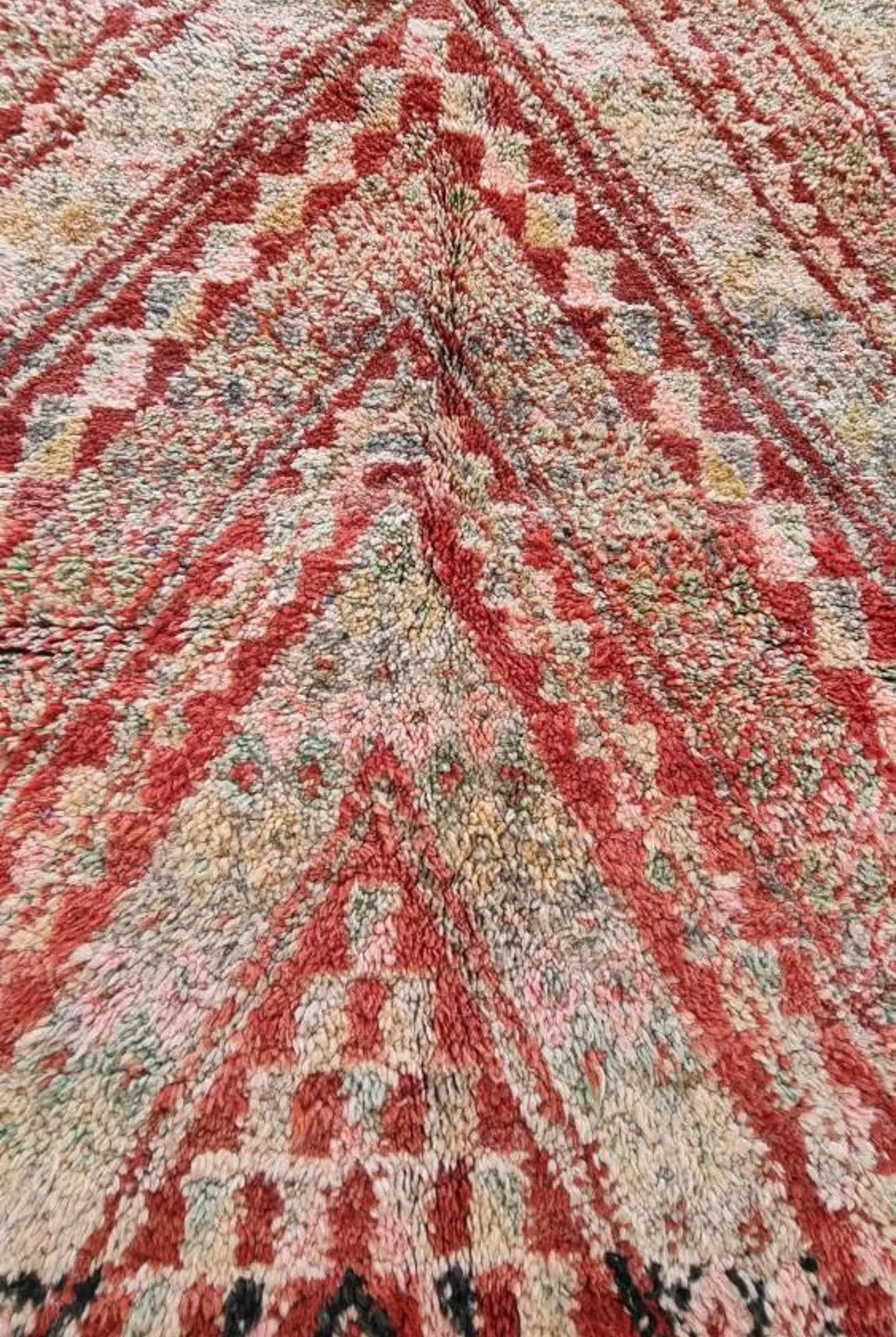 Authentic Vintage Moroccan Beni Mguild Berber Rug: Handmade Bohemian Area Carpet (260x220cm) MoroccanBazzArts