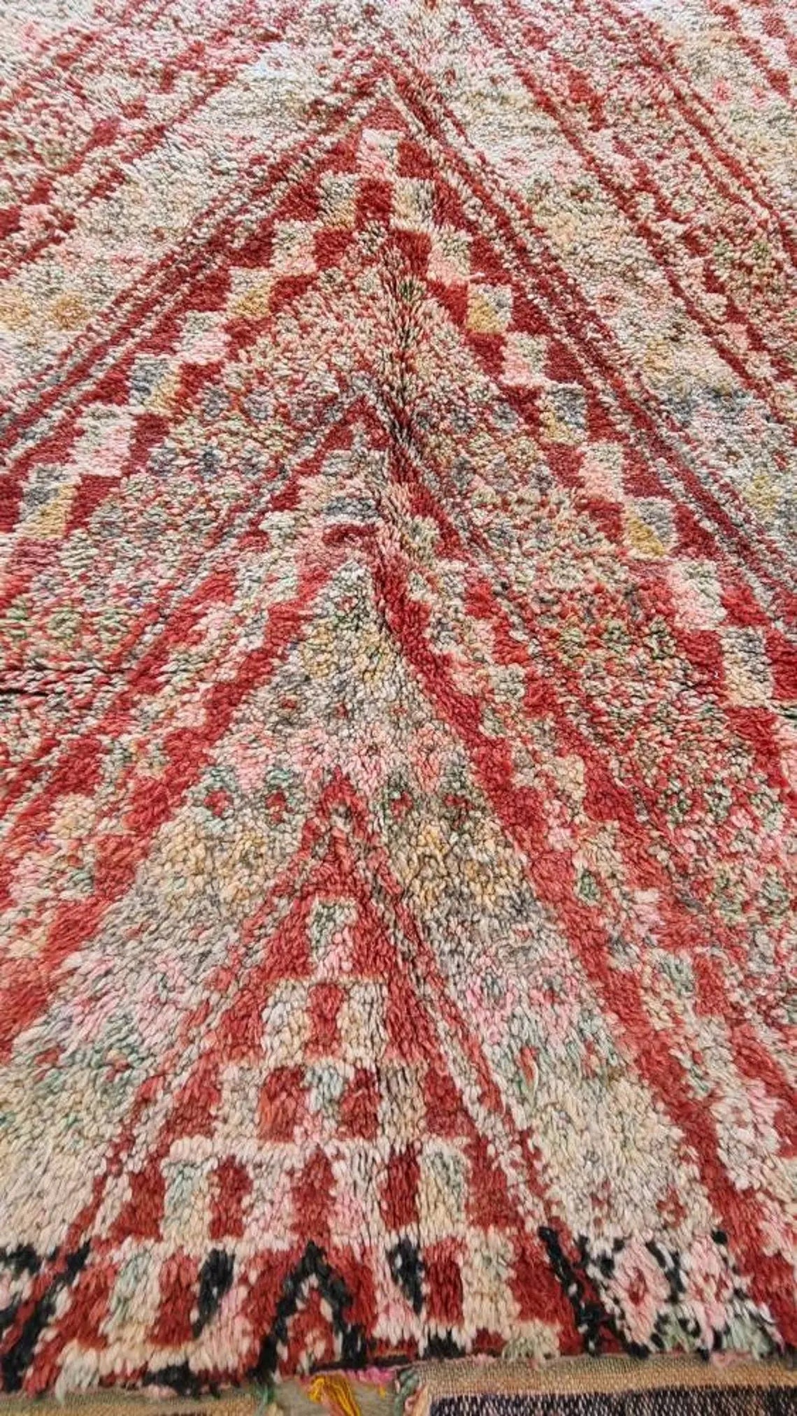 Authentic Vintage Moroccan Beni Mguild Berber Rug: Handmade Bohemian Area Carpet (260x220cm) MoroccanBazzArts