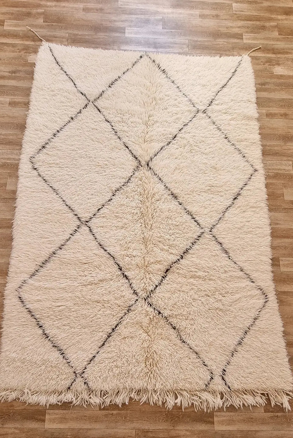 Beni Ourain Rug, Handmade Moroccan Rug, Berber Tribal Rug In White Soft Wool. 5.8x8.8 Ft MoroccanBazzArts