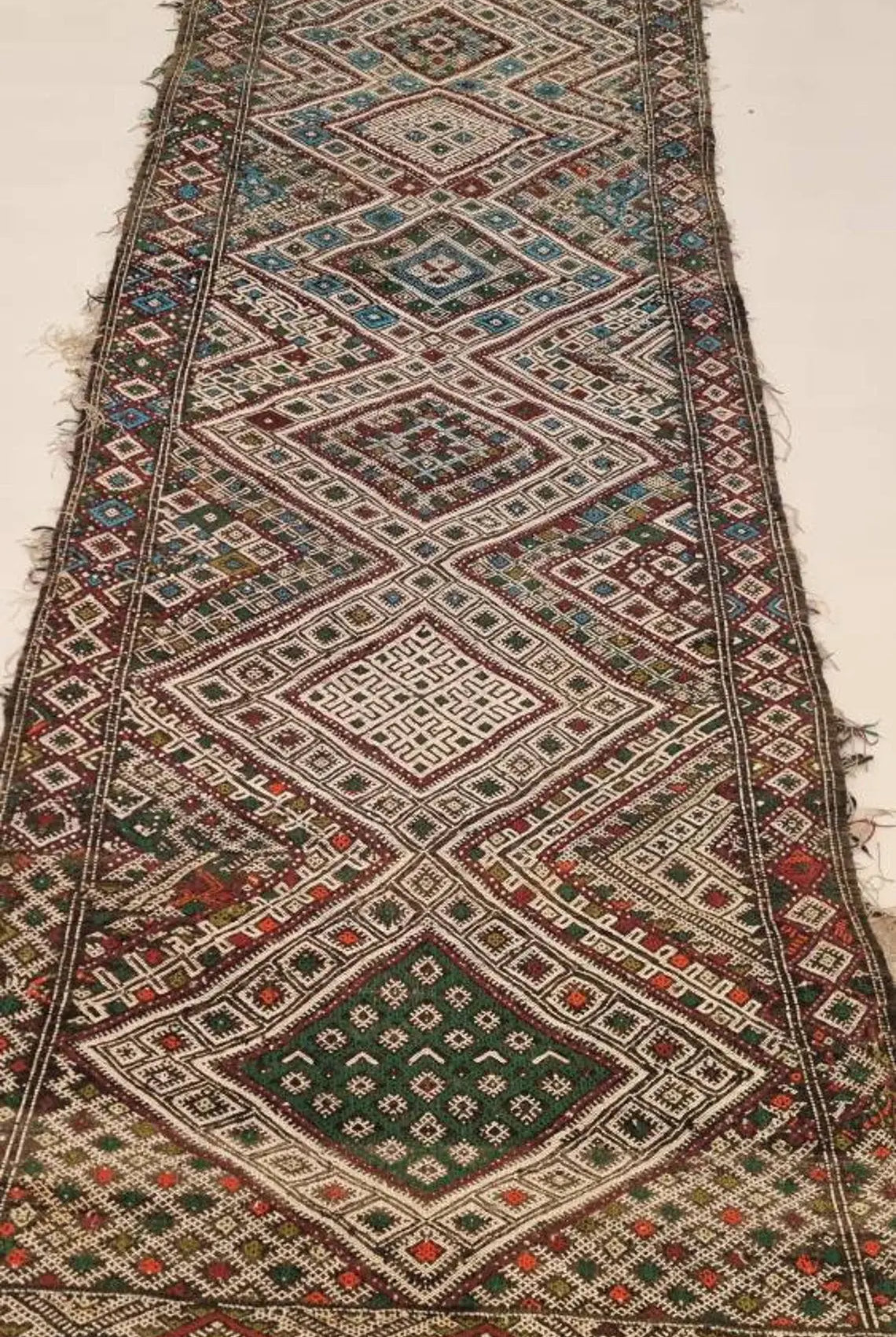 Vintage Moroccan Kilim Runner: Beni Mguild Flatweave Rug, Authentic Berber Hallway Carpet 3'3"x17'4" MoroccanBazzArts