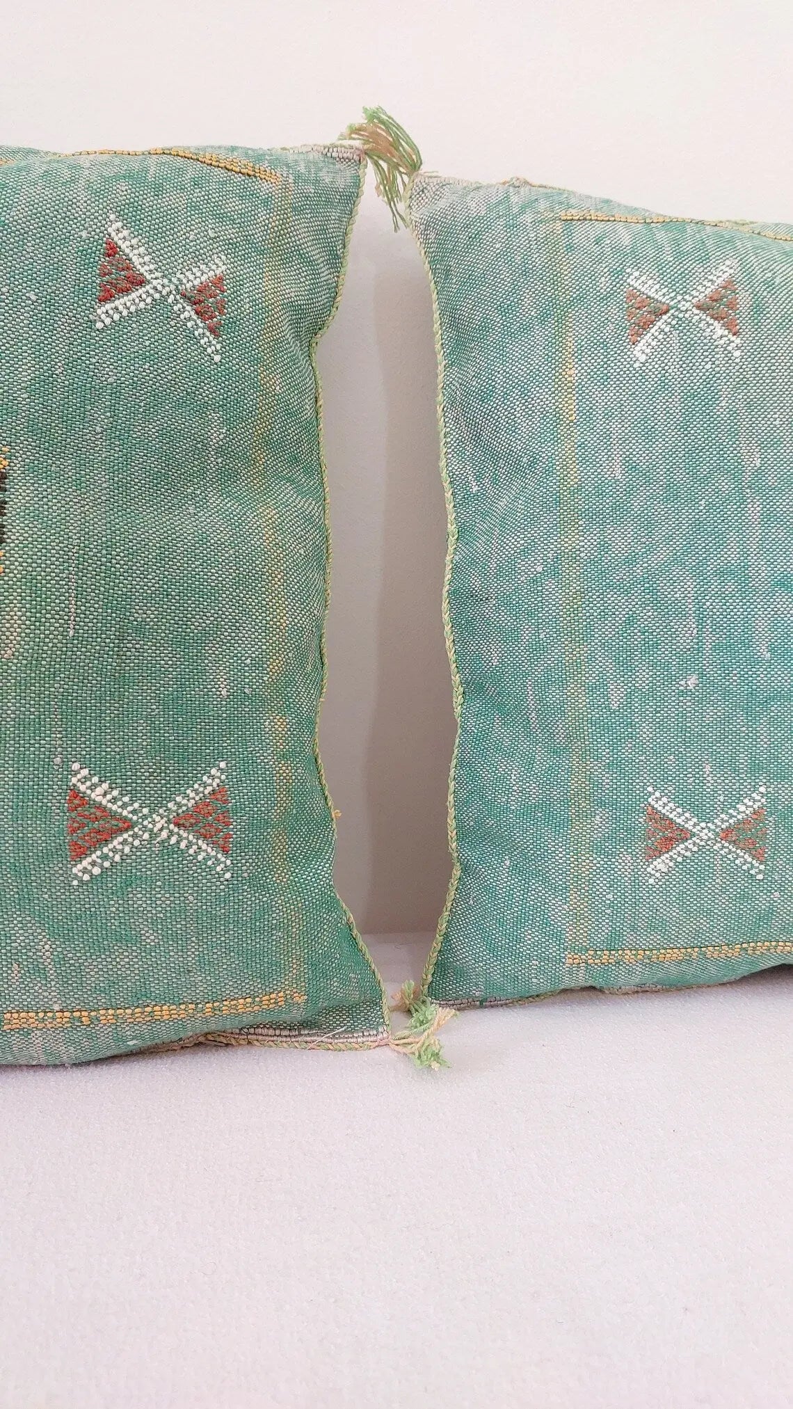 Set Of Two Handmade Cactus Silk Pillows Cases MoroccanBazzArts