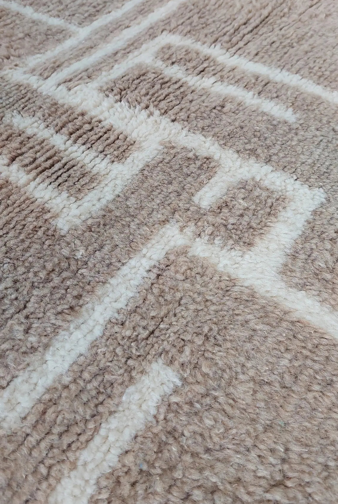 Luxurious Modern Moroccan Beni Mrirt Style Rug - neutral berber rug - Plush Pile Contemporary Art Decor for Living Room MoroccanBazzArts