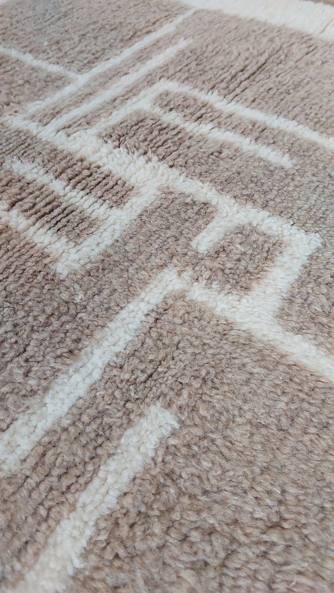 Luxurious Modern Moroccan Beni Mrirt Style Rug - neutral berber rug - Plush Pile Contemporary Art Decor for Living Room MoroccanBazzArts