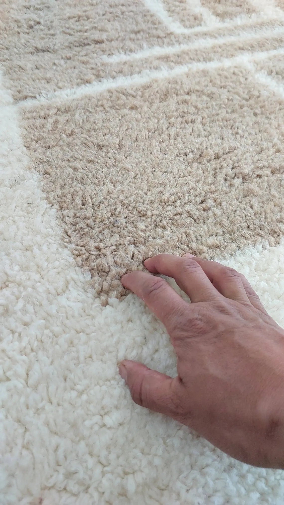 Luxurious Modern Moroccan Beni Mrirt Style Rug - neutral berber rug - Plush Pile Contemporary Art Decor for Living Room MoroccanBazzArts
