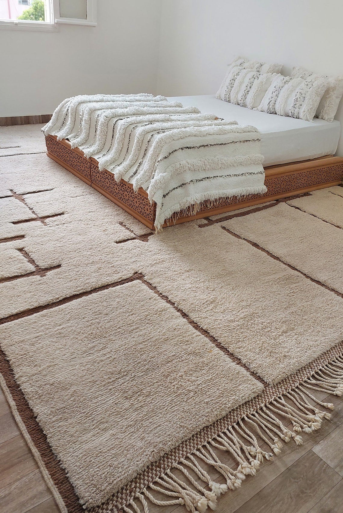 Authentic Moroccan Beni Mrirt Rug: Hand-Knotted Berber Wool Carpet for Boho Home Decor MoroccanBazzArts