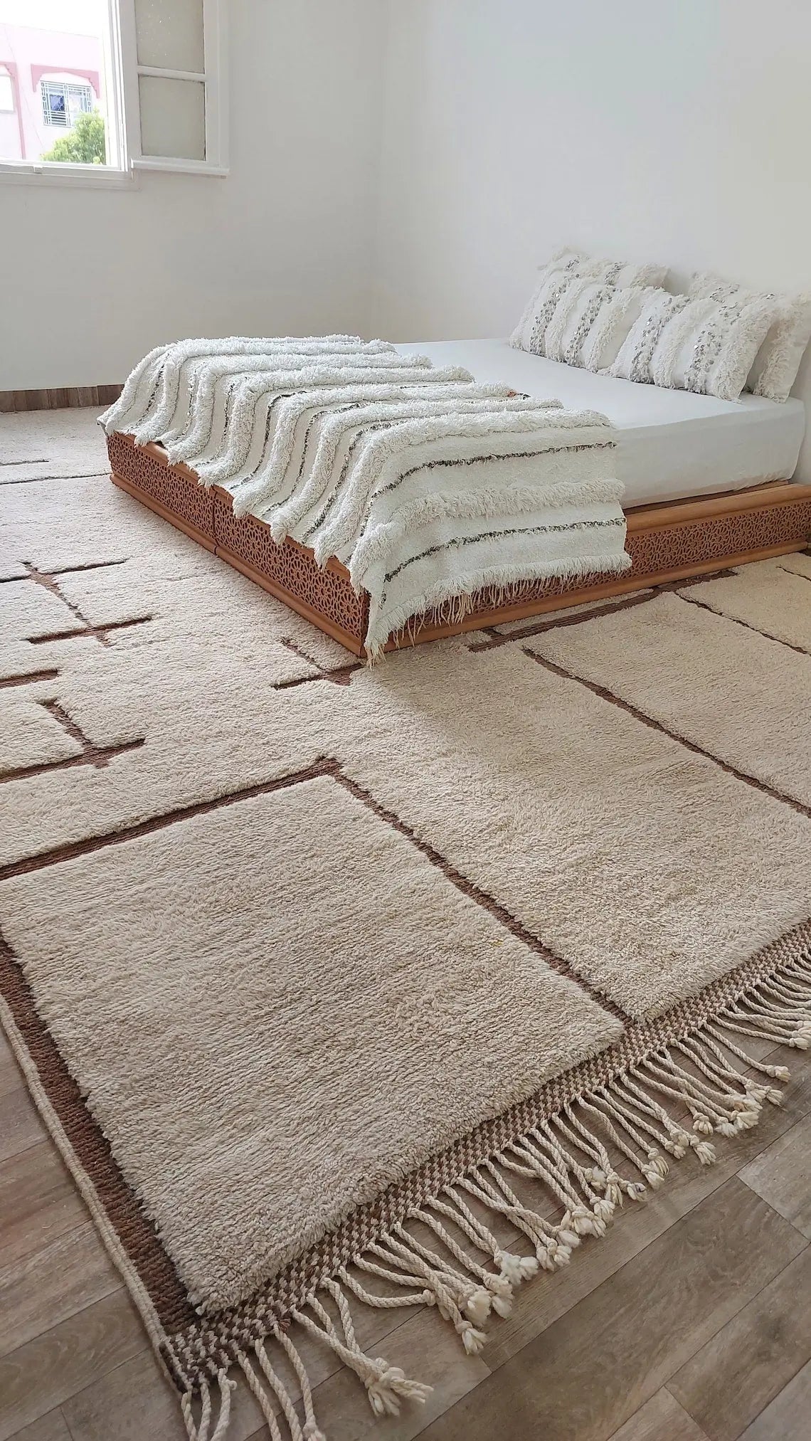 Authentic Moroccan Beni Mrirt Rug: Hand-Knotted Berber Wool Carpet for Boho Home Decor MoroccanBazzArts