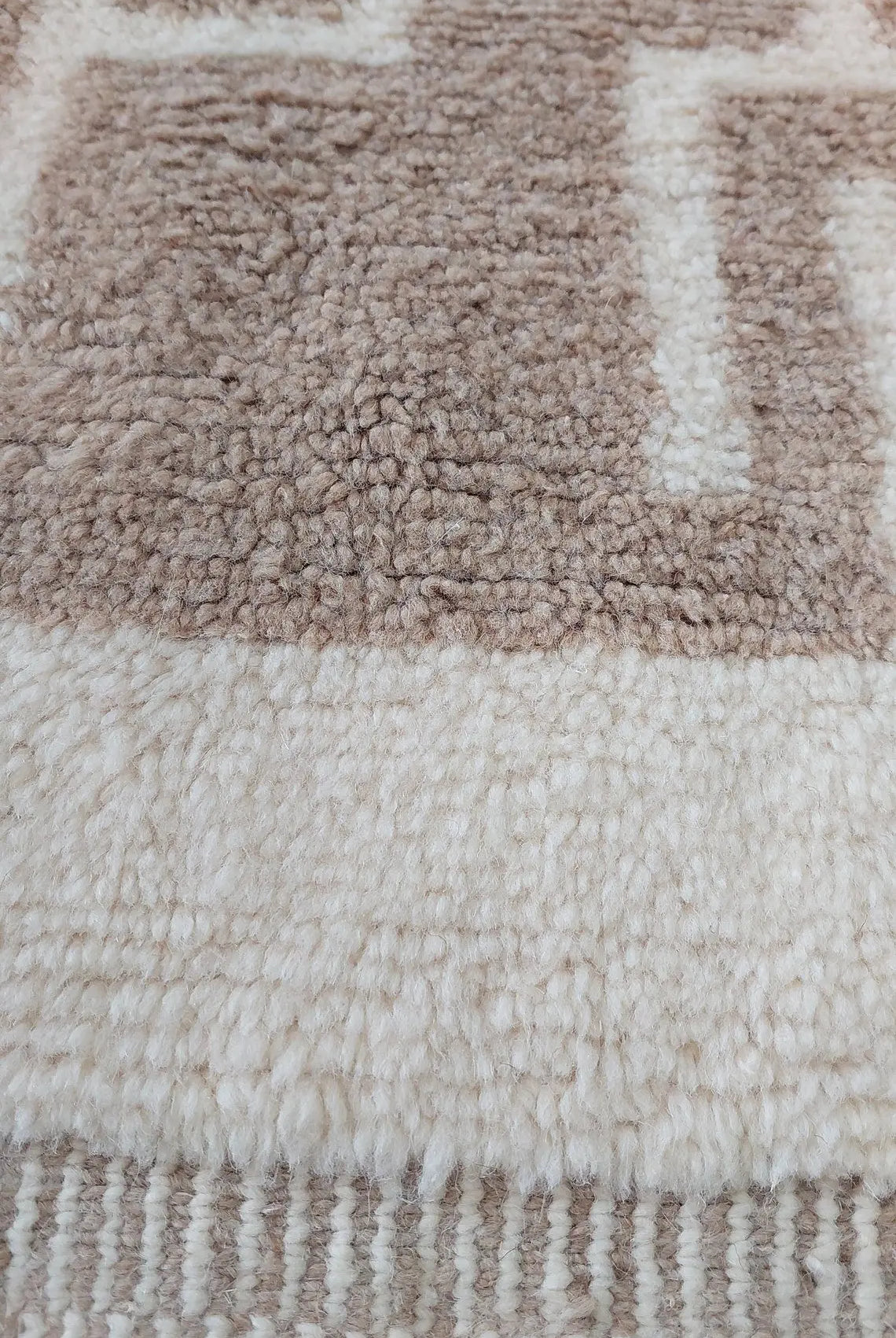 Luxurious Modern Moroccan Beni Mrirt Style Rug - neutral berber rug - Plush Pile Contemporary Art Decor for Living Room MoroccanBazzArts