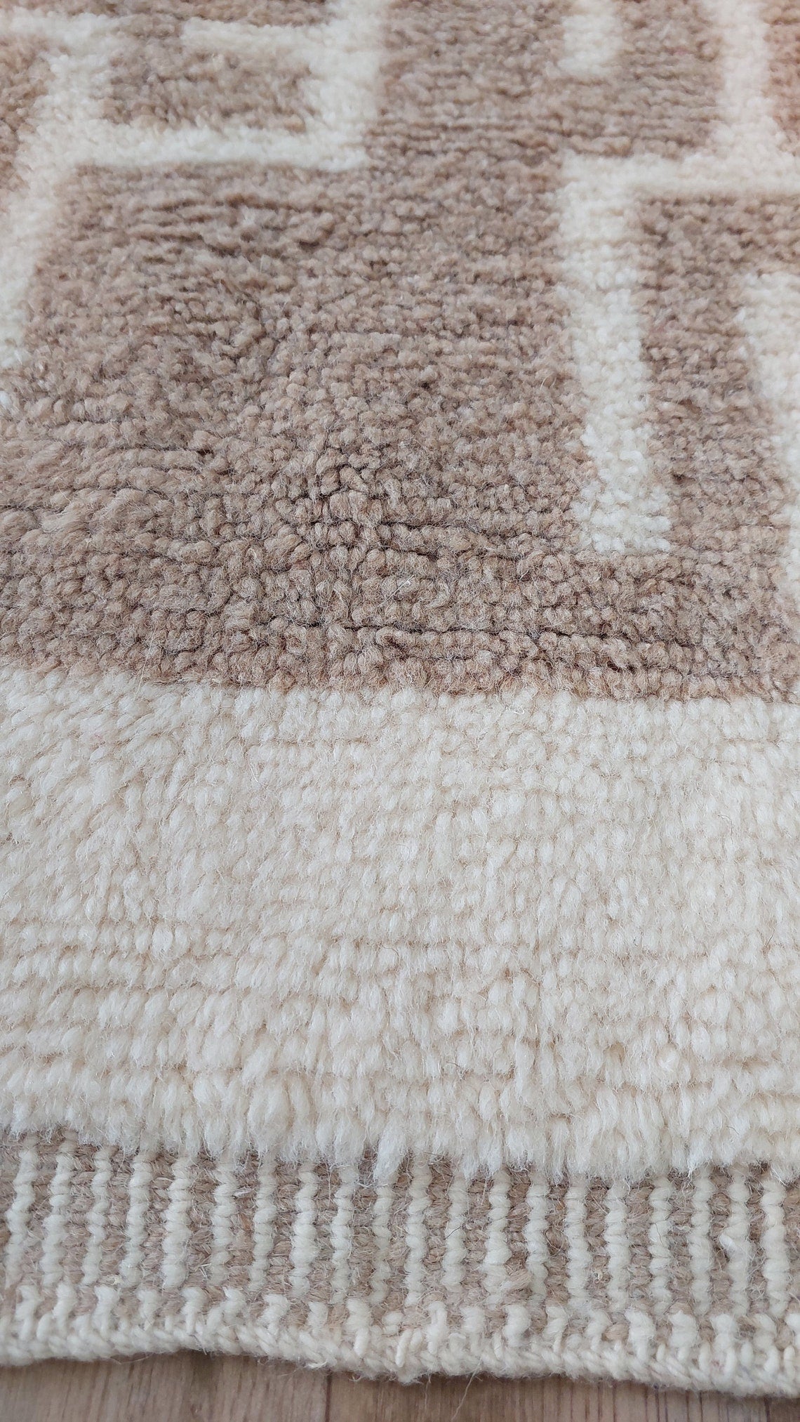 Luxurious Modern Moroccan Beni Mrirt Style Rug - neutral berber rug - Plush Pile Contemporary Art Decor for Living Room MoroccanBazzArts