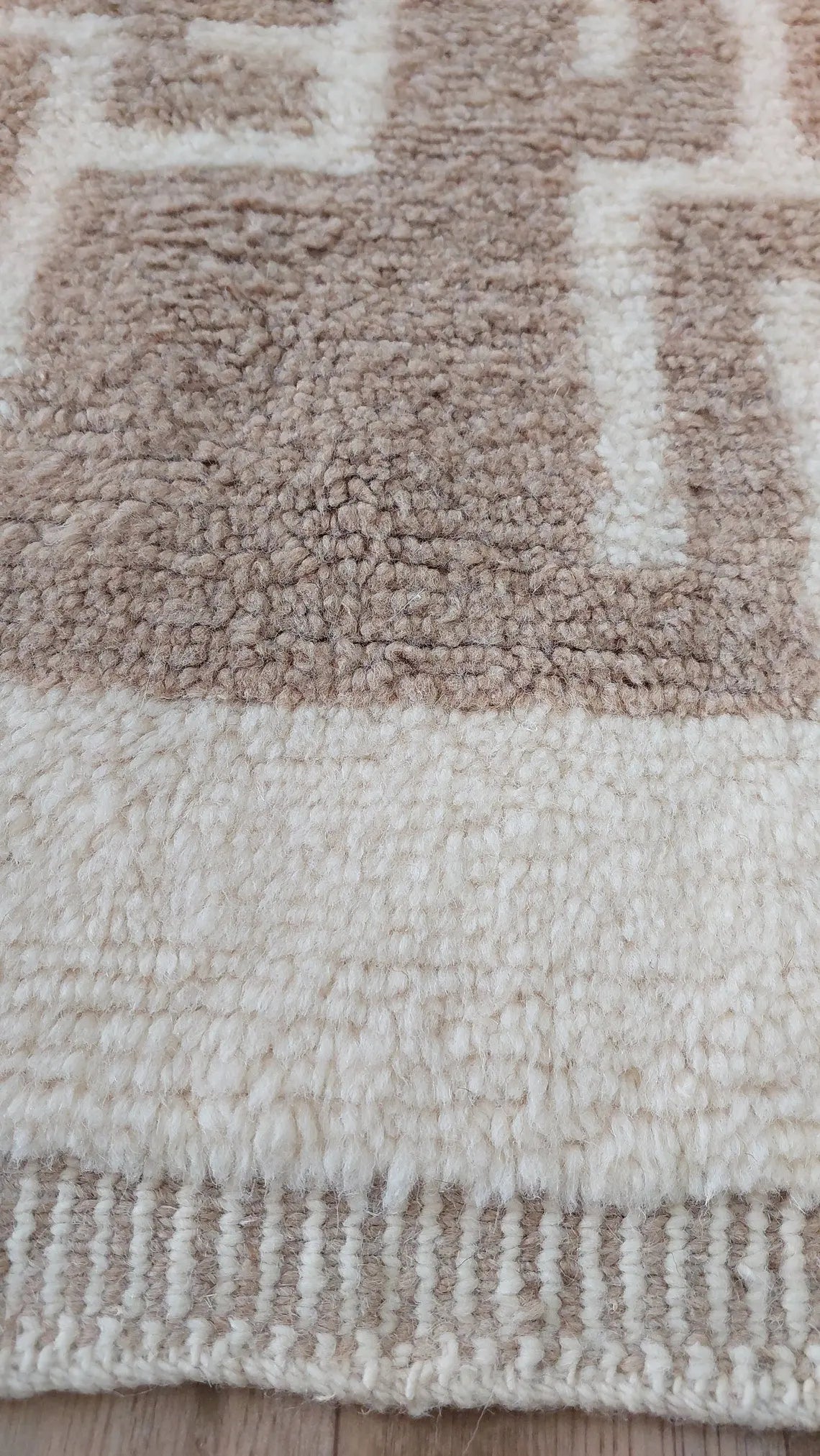 Luxurious Modern Moroccan Beni Mrirt Style Rug - neutral berber rug - Plush Pile Contemporary Art Decor for Living Room MoroccanBazzArts