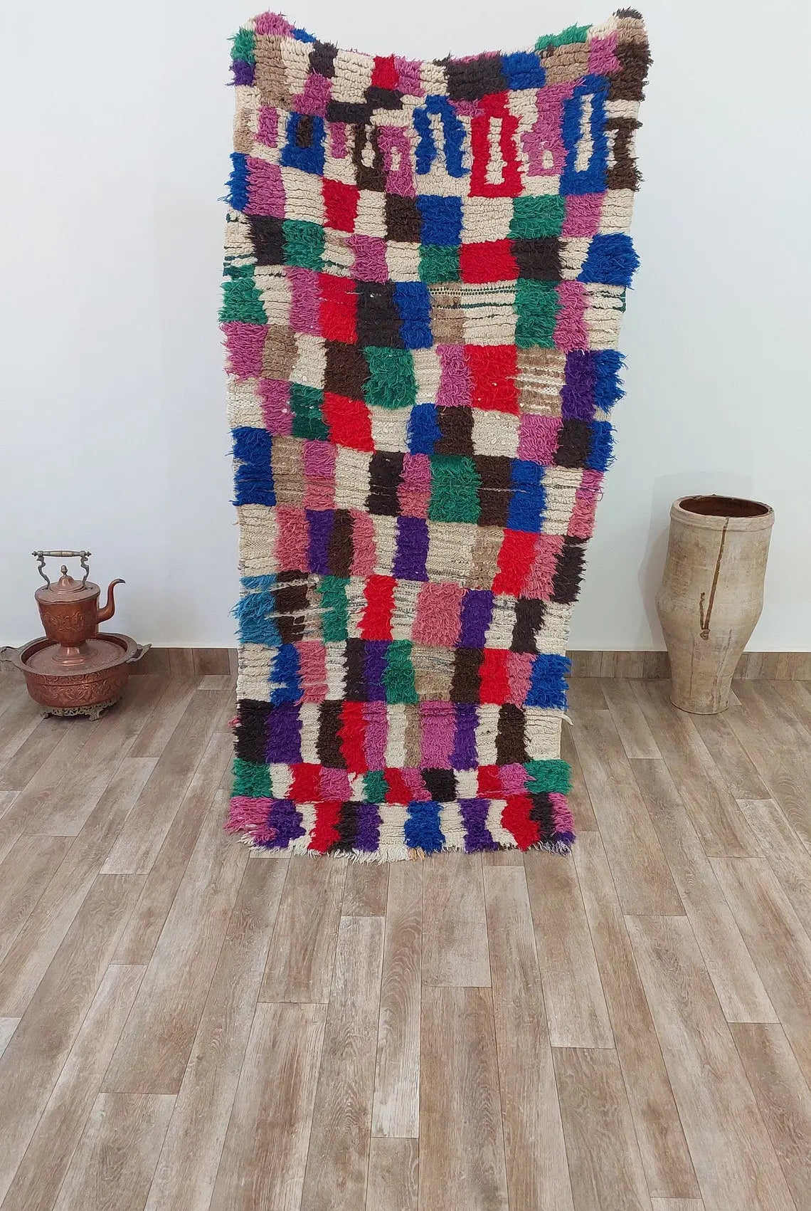 Colorful Moroccan Boucherouite Rug: Handwoven Sustainable Artisanal Berber Carpet for Home Decor MoroccanBazzArts