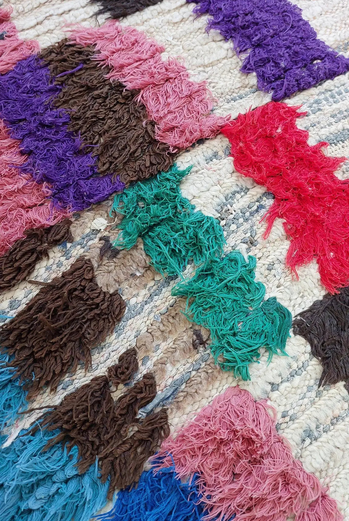 Colorful Moroccan Boucherouite Rug: Handwoven Sustainable Artisanal Berber Carpet for Home Decor MoroccanBazzArts