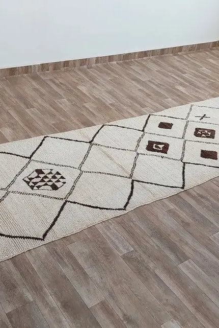 Rare Vintage Moroccan Azilal Runner: 1970s Berber Handwoven Wool Rug for Hallway or Living Room MoroccanBazzArts