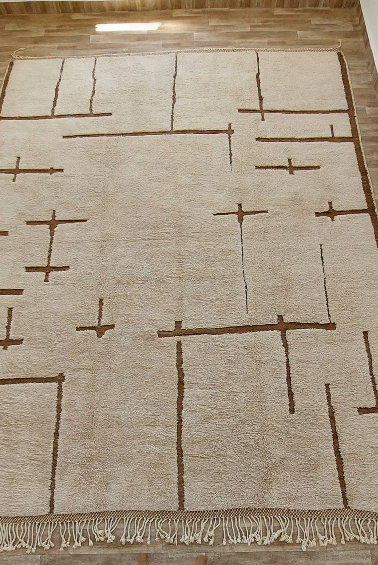 Authentic Moroccan Beni Mrirt Rug: Hand-Knotted Berber Wool Carpet for Boho Home Decor MoroccanBazzArts