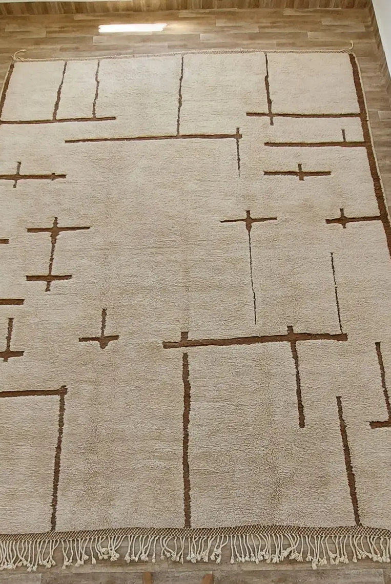 Authentic Moroccan Beni Mrirt Rug: Hand-Knotted Berber Wool Carpet for Boho Home Decor MoroccanBazzArts