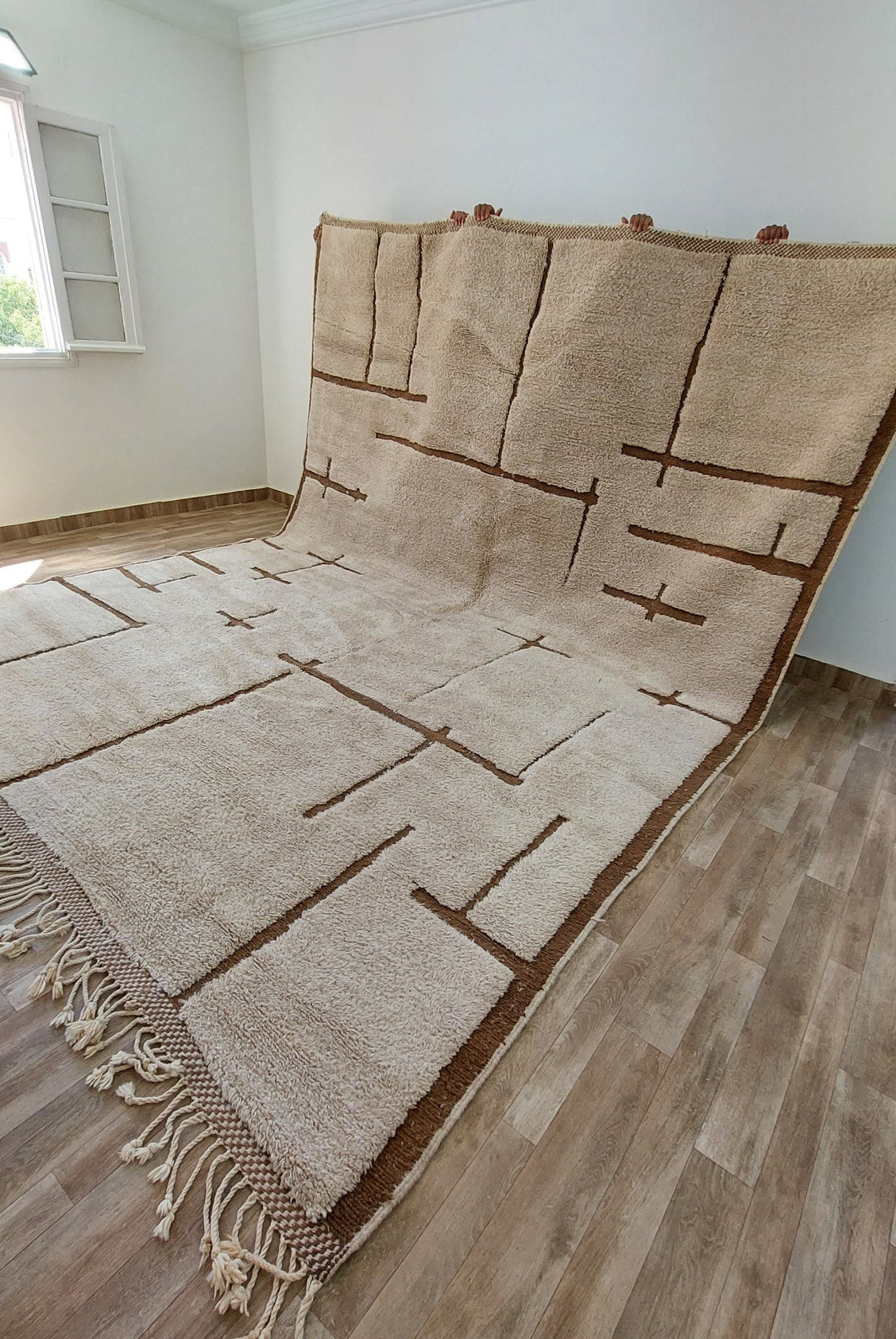 Authentic Moroccan Beni Mrirt Rug: Hand-Knotted Berber Wool Carpet for Boho Home Decor MoroccanBazzArts