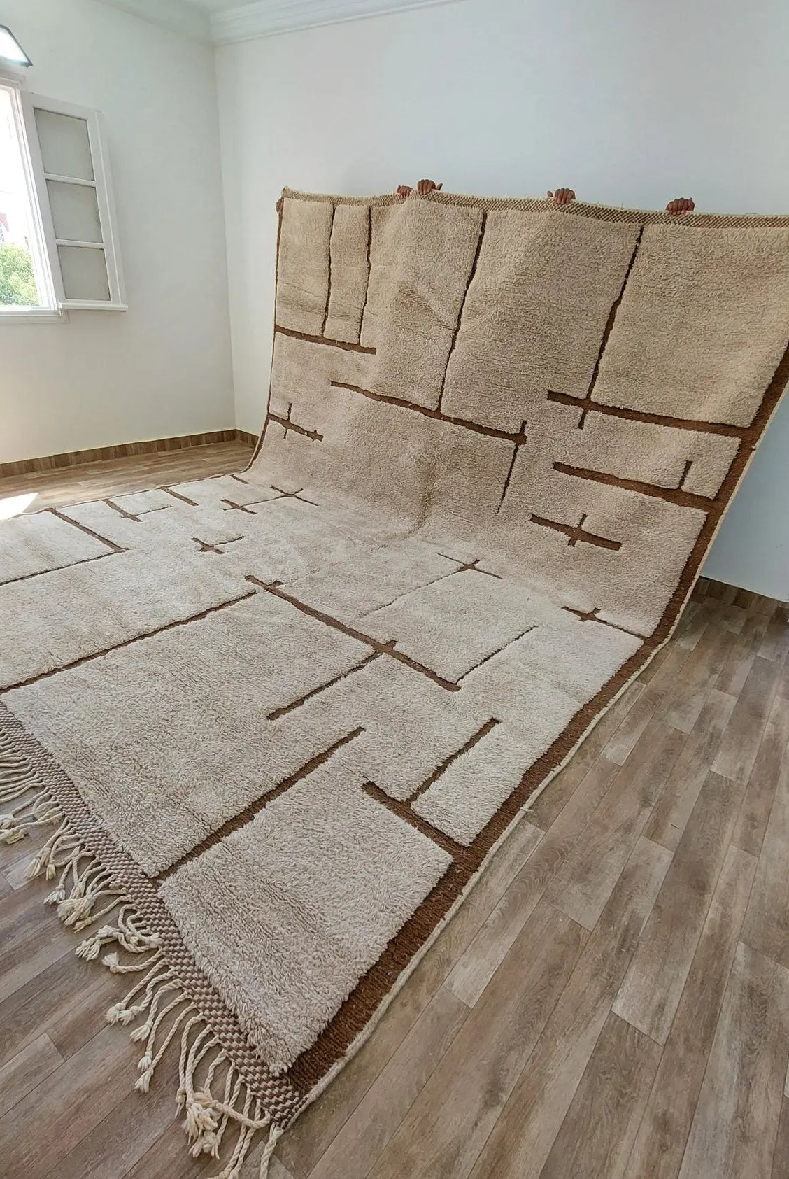 Authentic Moroccan Beni Mrirt Rug: Hand-Knotted Berber Wool Carpet for Boho Home Decor MoroccanBazzArts