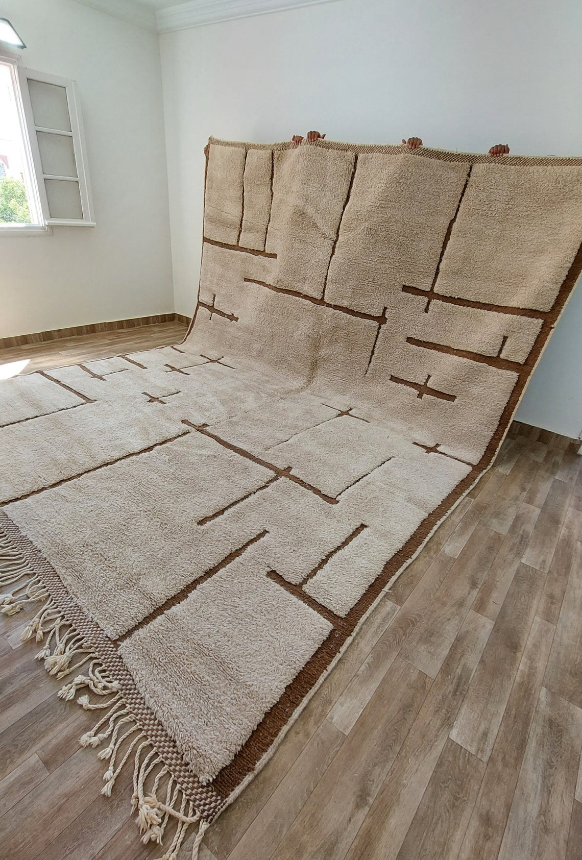 Authentic Moroccan Beni Mrirt Rug: Hand-Knotted Berber Wool Carpet for Boho Home Decor MoroccanBazzArts