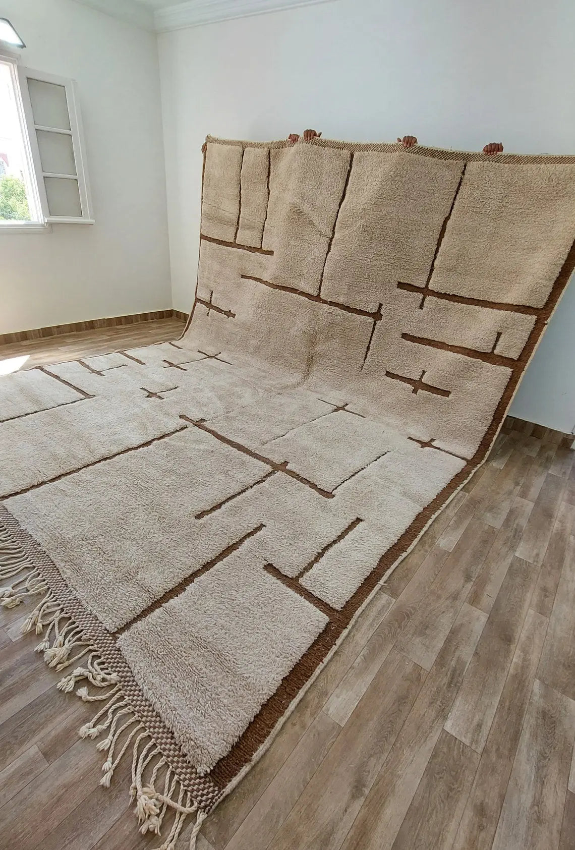 Authentic Moroccan Beni Mrirt Rug: Hand-Knotted Berber Wool Carpet for Boho Home Decor MoroccanBazzArts