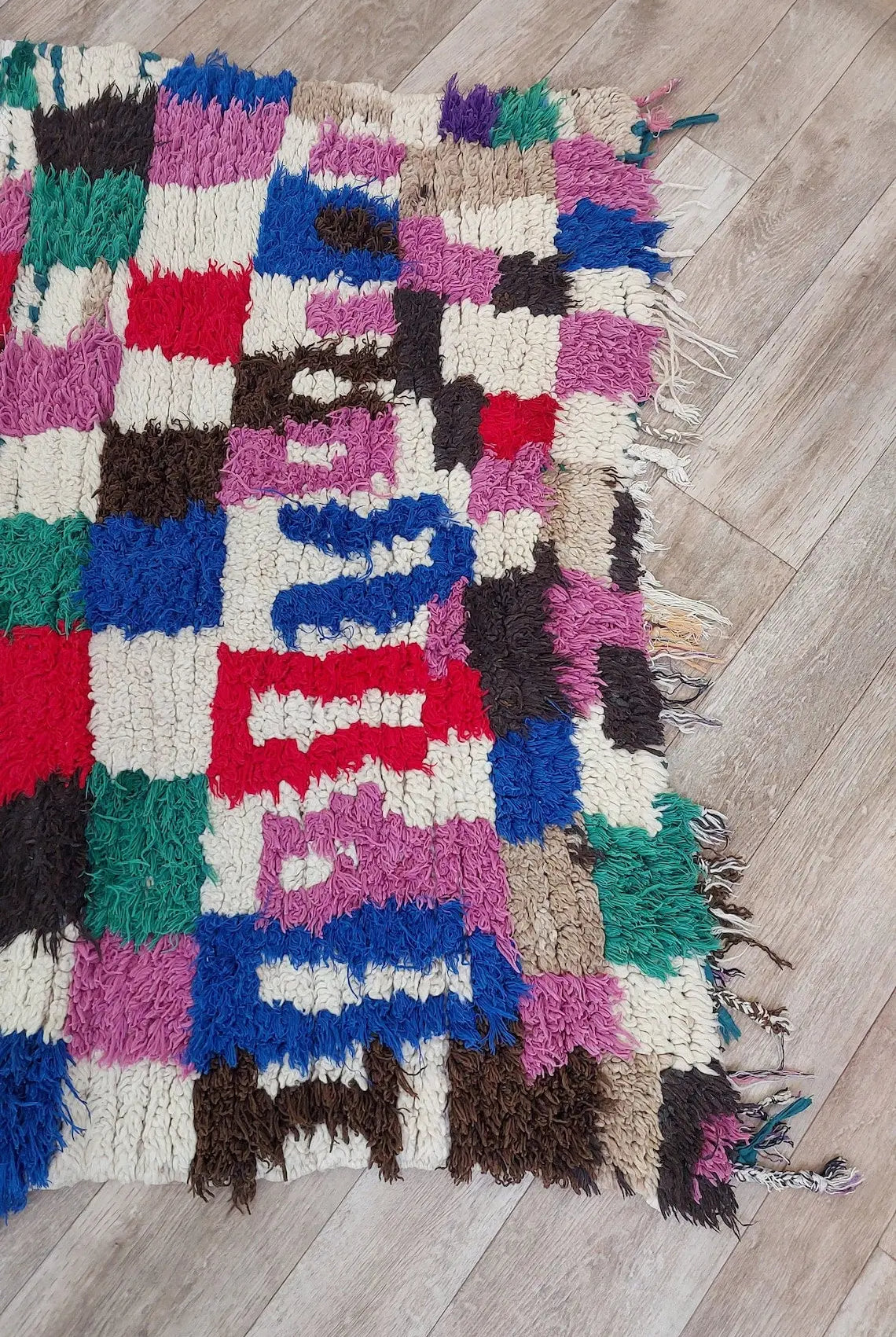 Colorful Moroccan Boucherouite Rug: Handwoven Sustainable Artisanal Berber Carpet for Home Decor MoroccanBazzArts