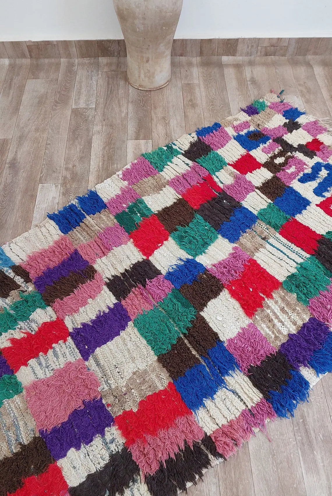 Colorful Moroccan Boucherouite Rug: Handwoven Sustainable Artisanal Berber Carpet for Home Decor MoroccanBazzArts