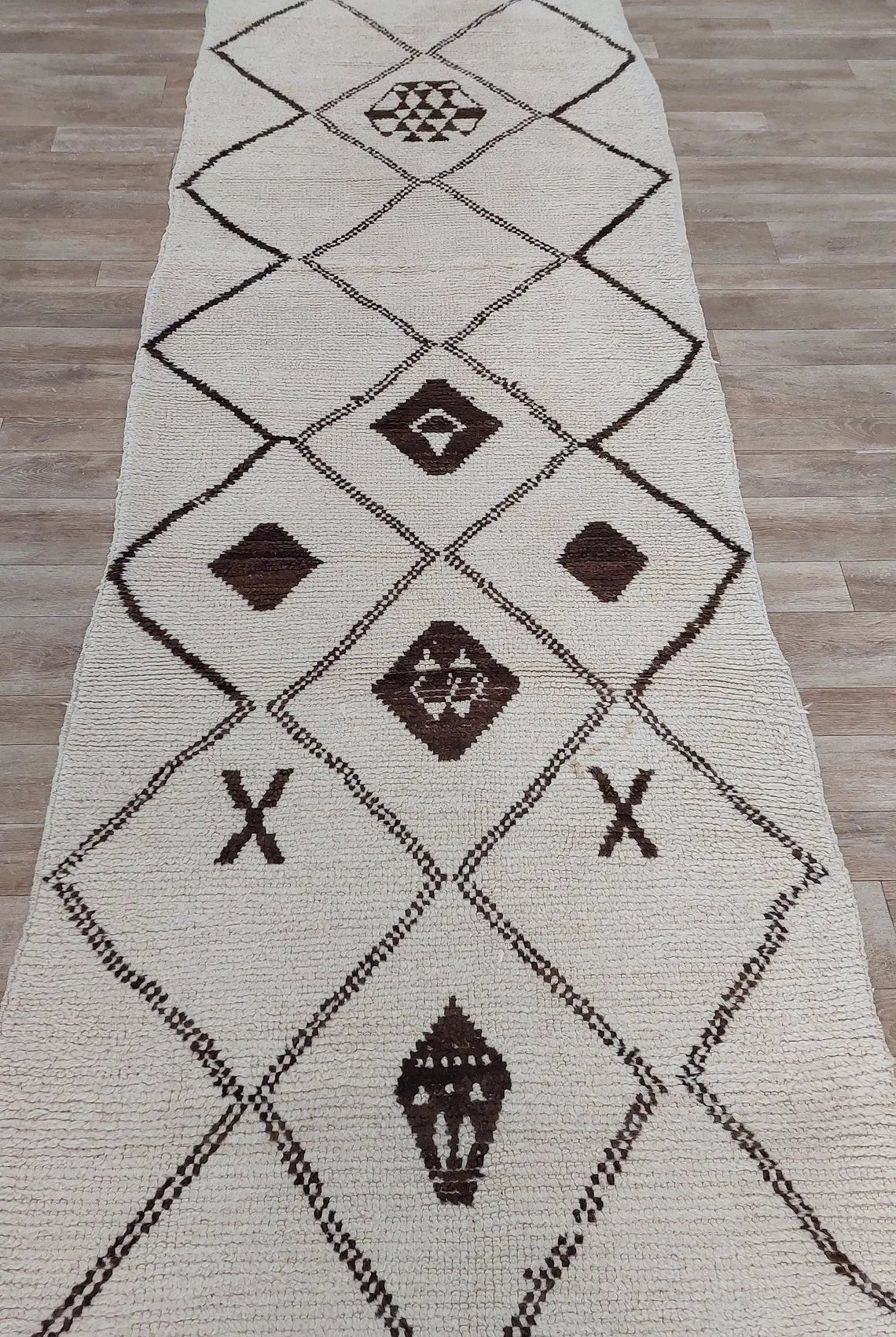 Rare Vintage Moroccan Azilal Runner: 1970s Berber Handwoven Wool Rug for Hallway or Living Room MoroccanBazzArts