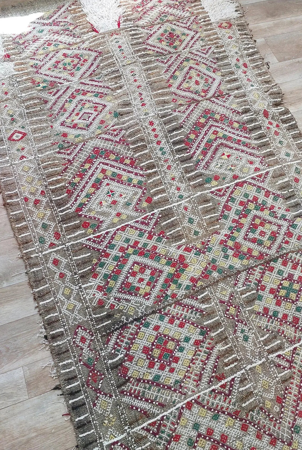 Vintage Moroccan Beni Mtir Kilim Runner: Handwoven Berber Tribal Rug for Boho Hallway Decor MoroccanBazzArts