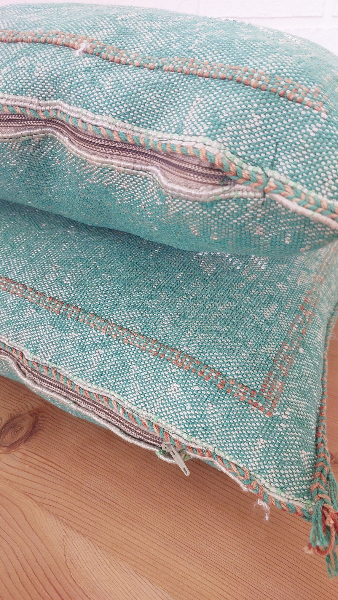 Set Of Two Handmade Cactus Silk Pillows Cases, Decorative Moroccan Pillows MoroccanBazzArts
