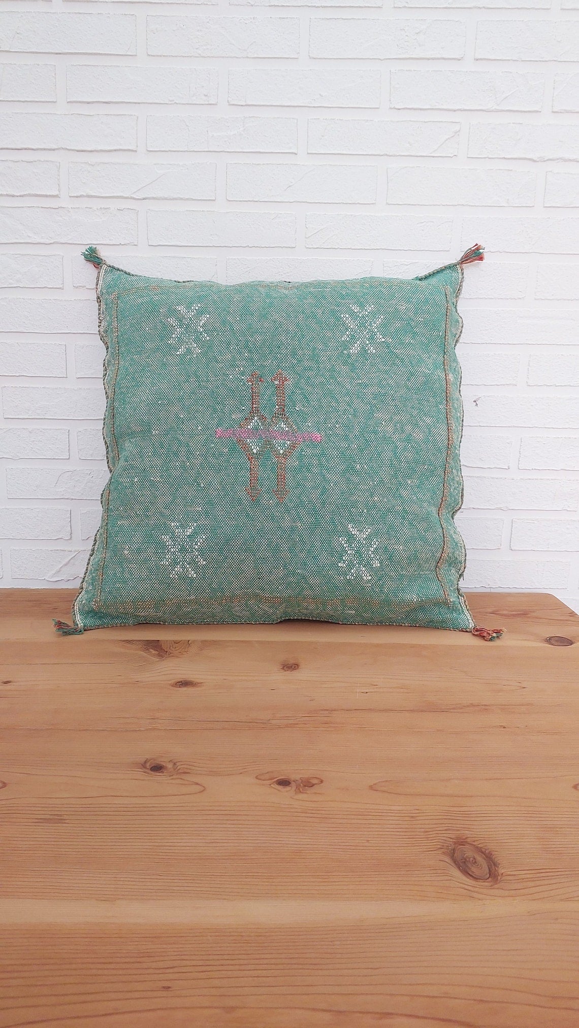 Luxurious Green Moroccan Cactus Sabra Silk Pillow Cover - Boho Berber Decor Wedding Gift For Mom MoroccanBazzArts