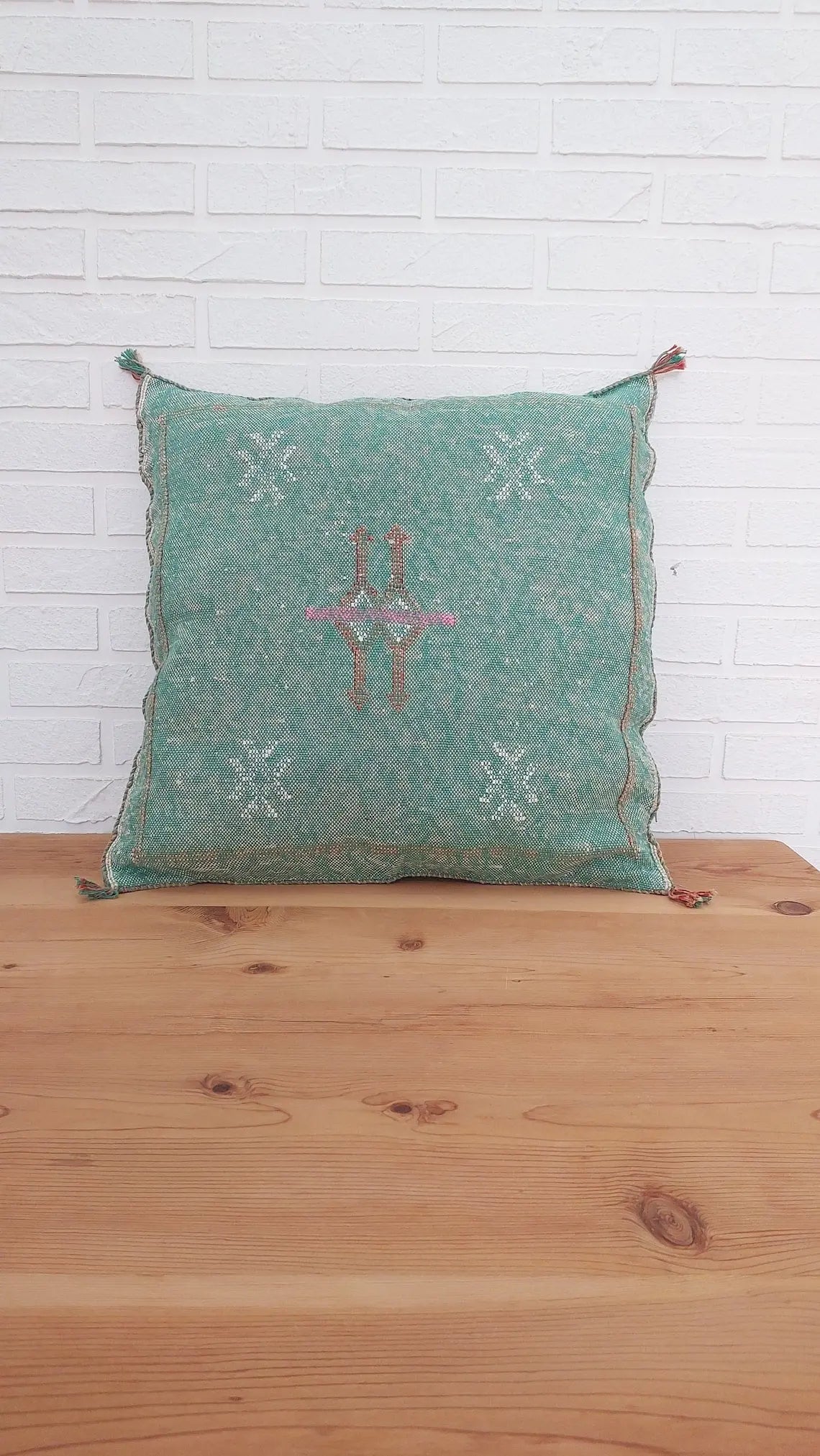 Luxurious Green Moroccan Cactus Sabra Silk Pillow Cover - Boho Berber Decor Wedding Gift For Mom MoroccanBazzArts