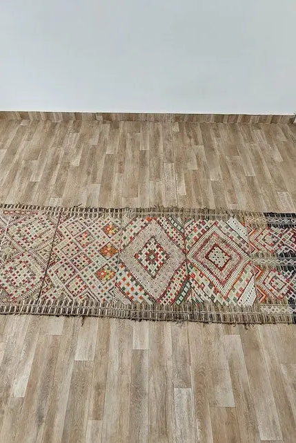 Vintage Moroccan Beni Mtir Kilim Runner: Handwoven Berber Tribal Rug for Boho Hallway Decor MoroccanBazzArts