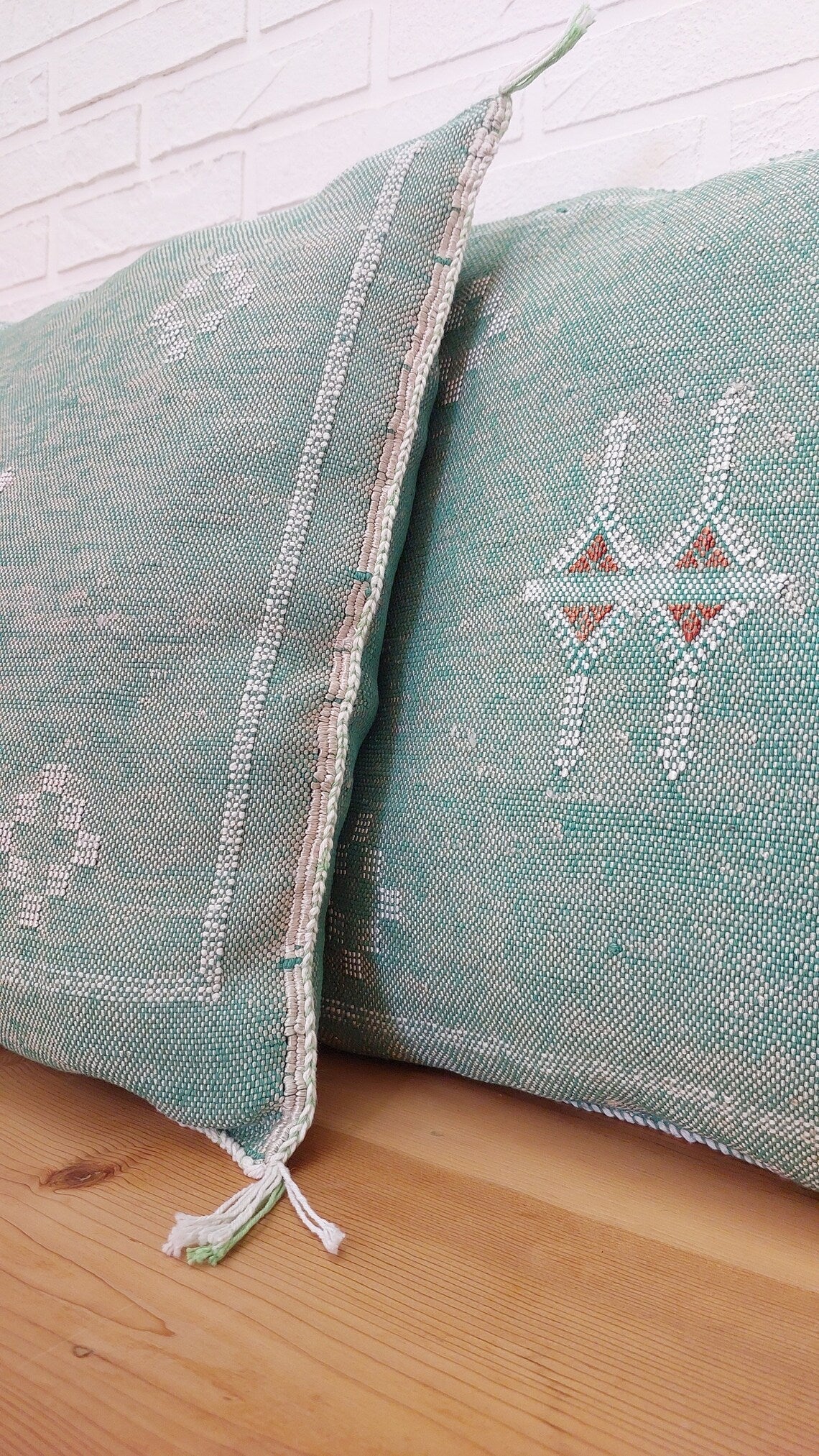 Set Of Two Handmade Cactus Silk Pillows Cases, Decorative Moroccan Pillows MoroccanBazzArts