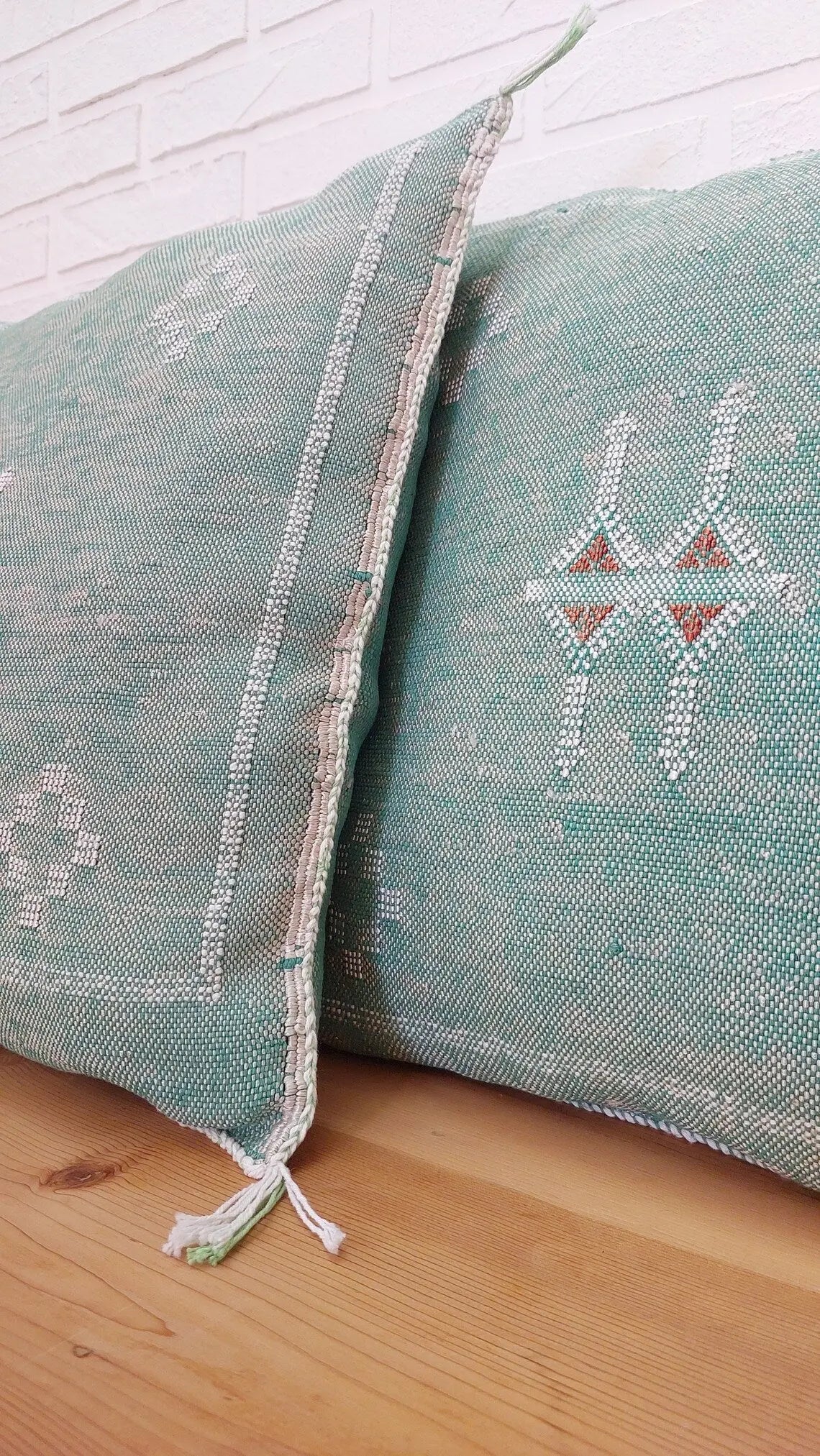 Set Of Two Handmade Cactus Silk Pillows Cases, Decorative Moroccan Pillows MoroccanBazzArts