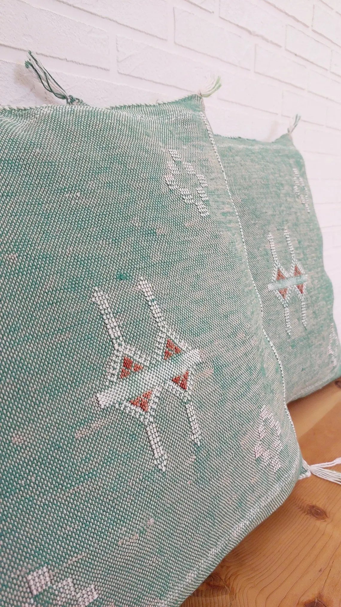 Set Of Two Handmade Cactus Silk Pillows Cases, Decorative Moroccan Pillows MoroccanBazzArts