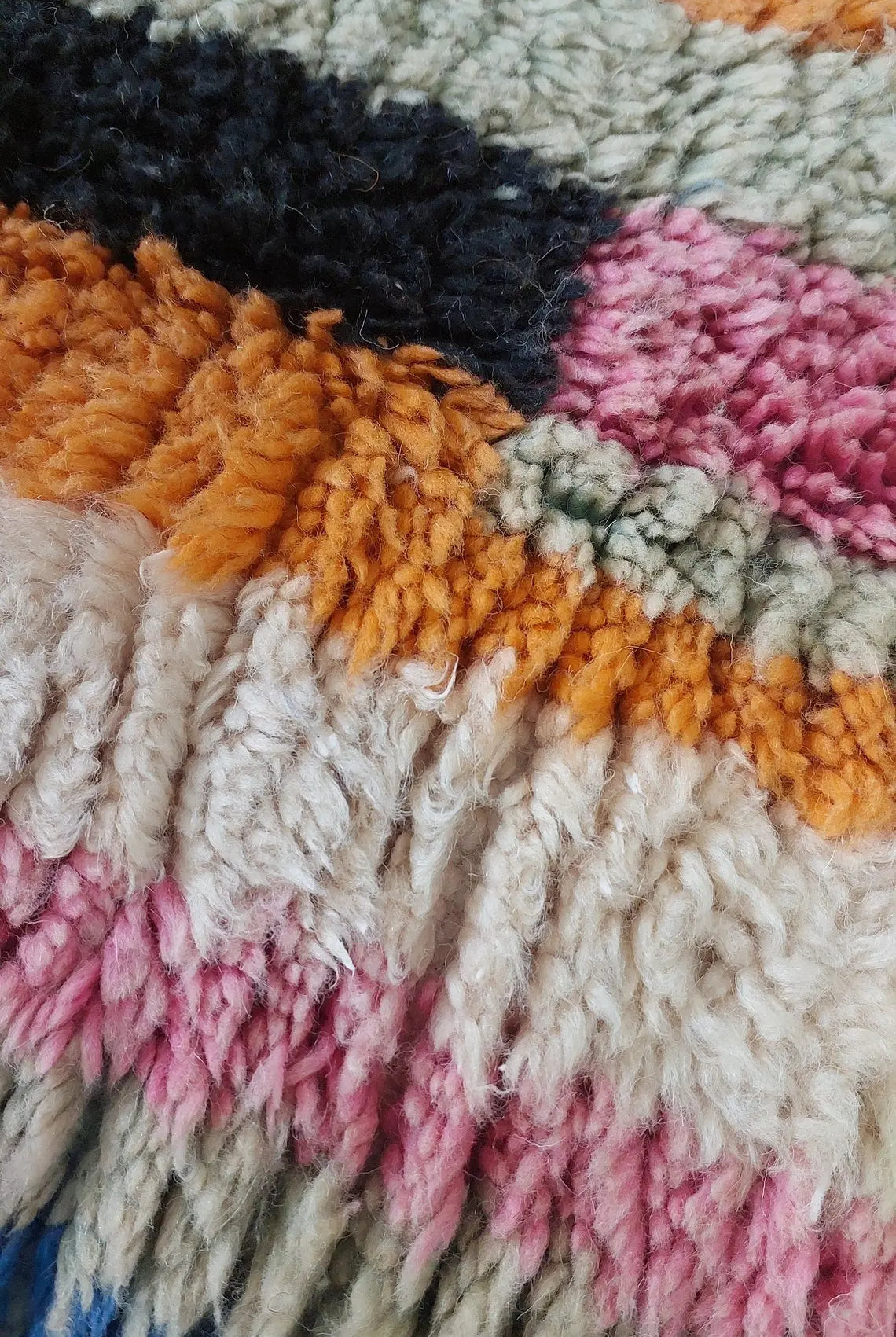 4.2x7.1 Ft Vintage Boujaad Rug . Handmade Colorful Stripped Wool Rug MoroccanBazzArts