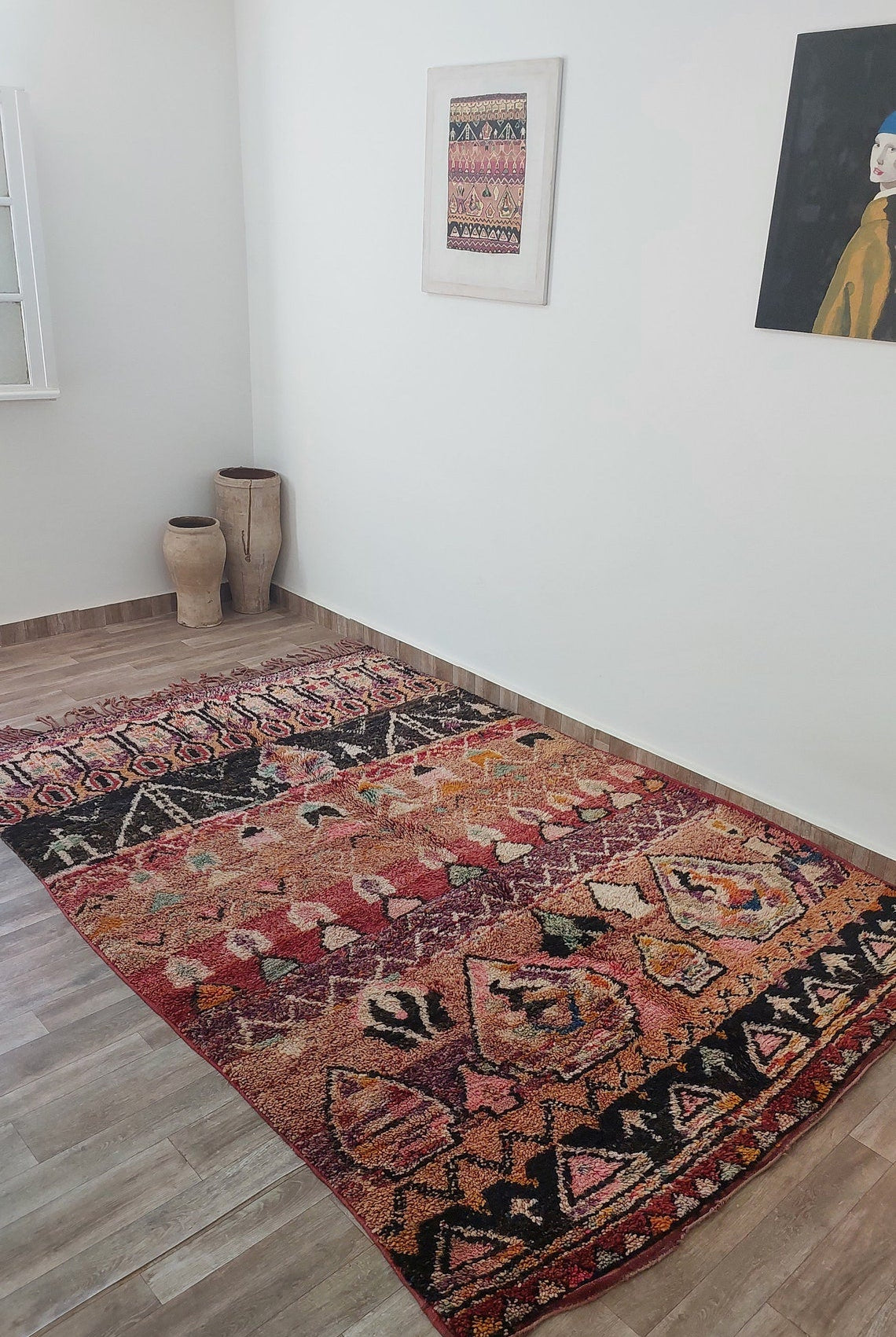 Moroccan Wool Rug 6'3"X8'10" Colorful Geometric Berber Wool Carpet MoroccanBazzArts