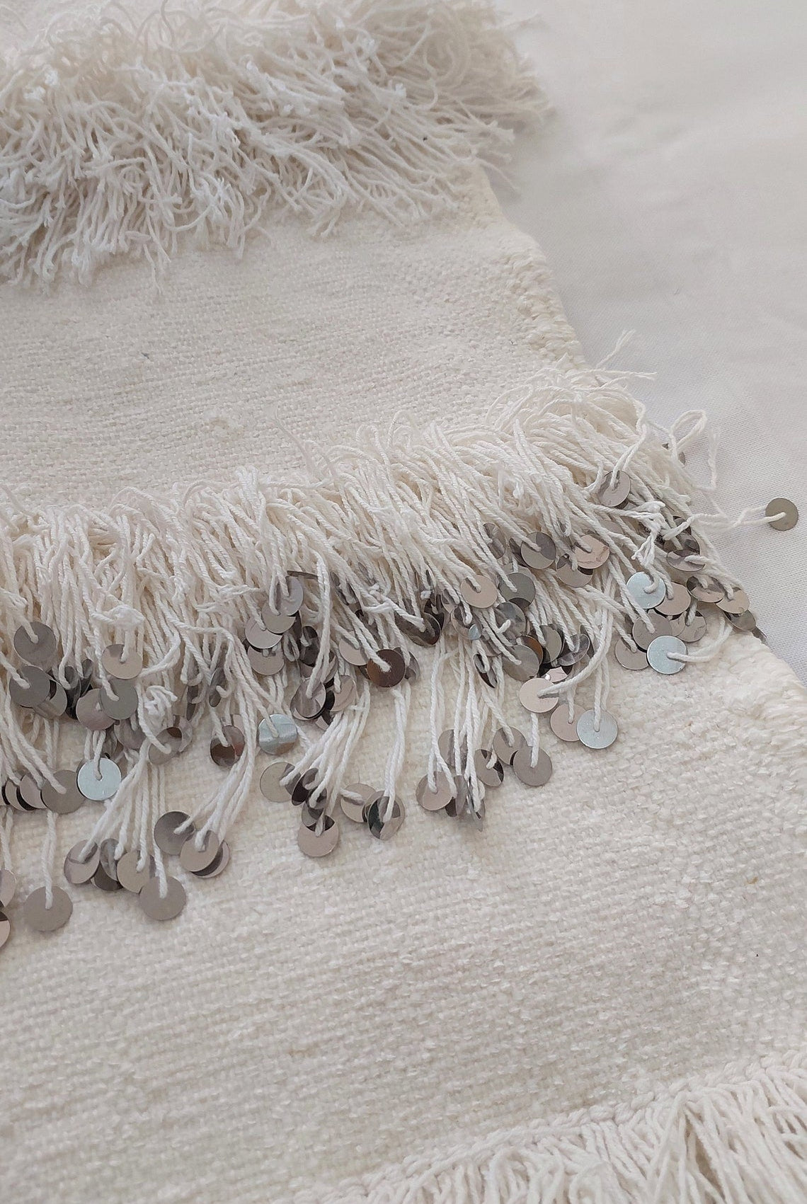 New Handmade Moroccan Wedding Blanket, Berber Handira, Throw Blanket, Size 112x226cm MoroccanBazzArts