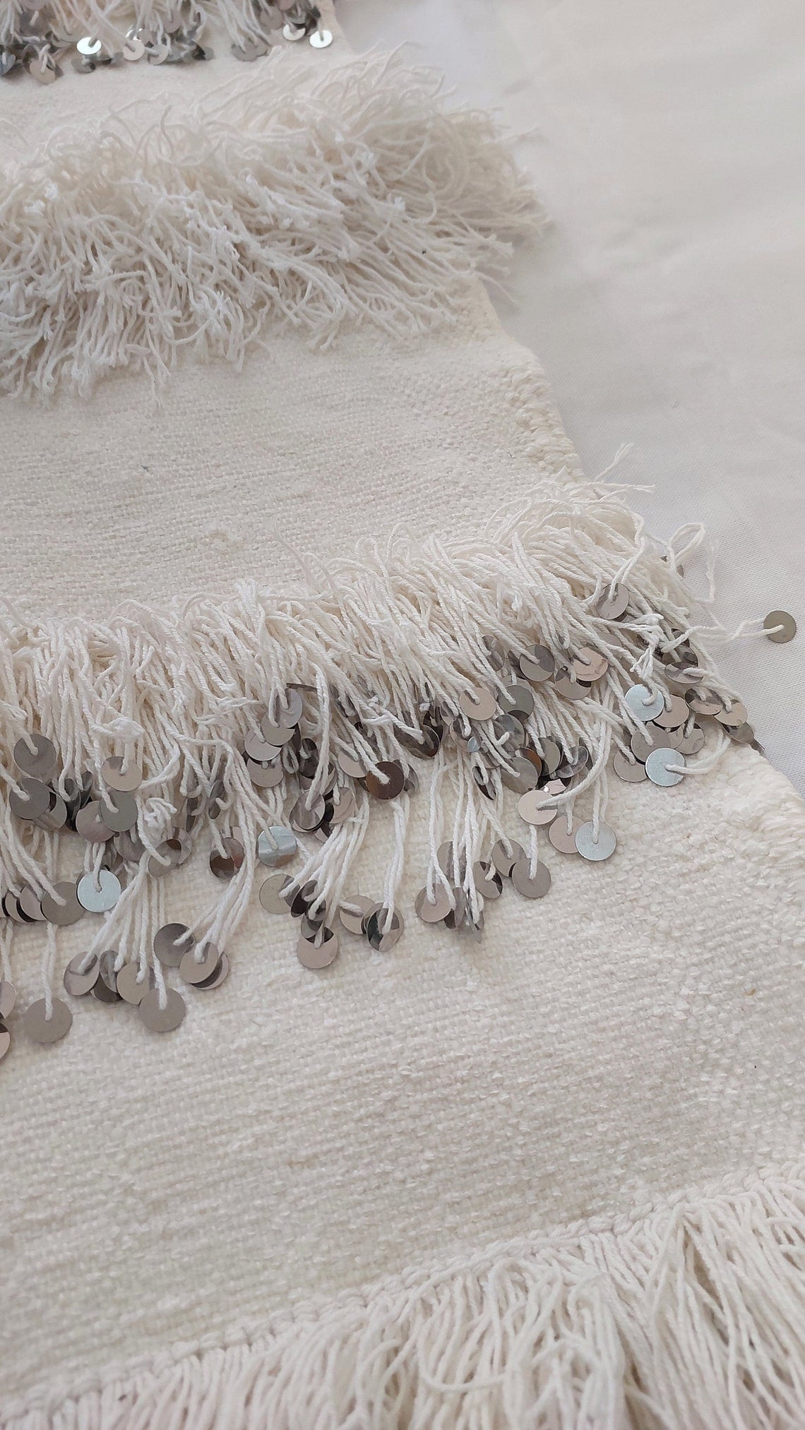 New Handmade Moroccan Wedding Blanket, Berber Handira, Throw Blanket, Size 112x226cm MoroccanBazzArts