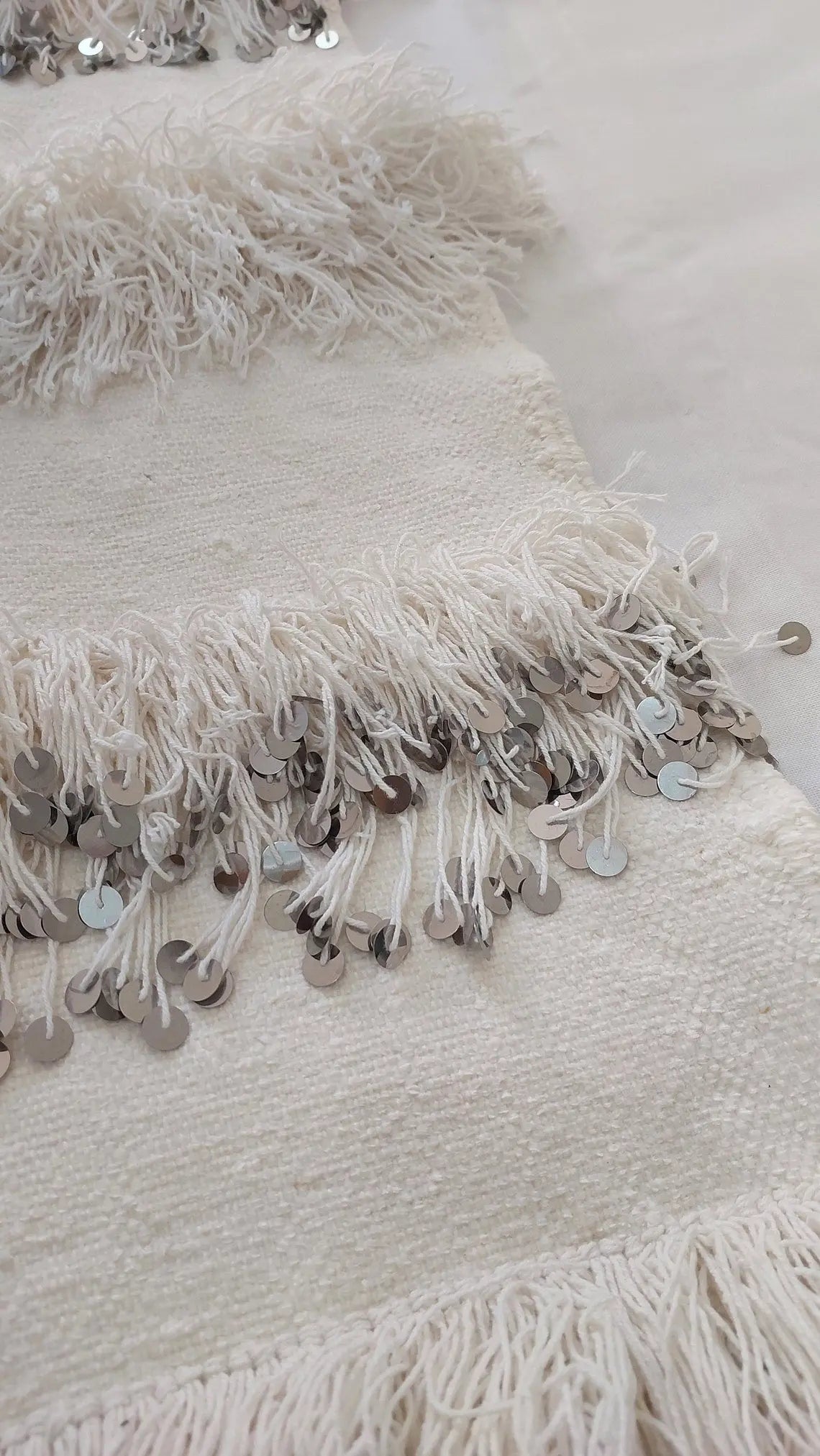 New Handmade Moroccan Wedding Blanket, Berber Handira, Throw Blanket, Size 112x226cm MoroccanBazzArts