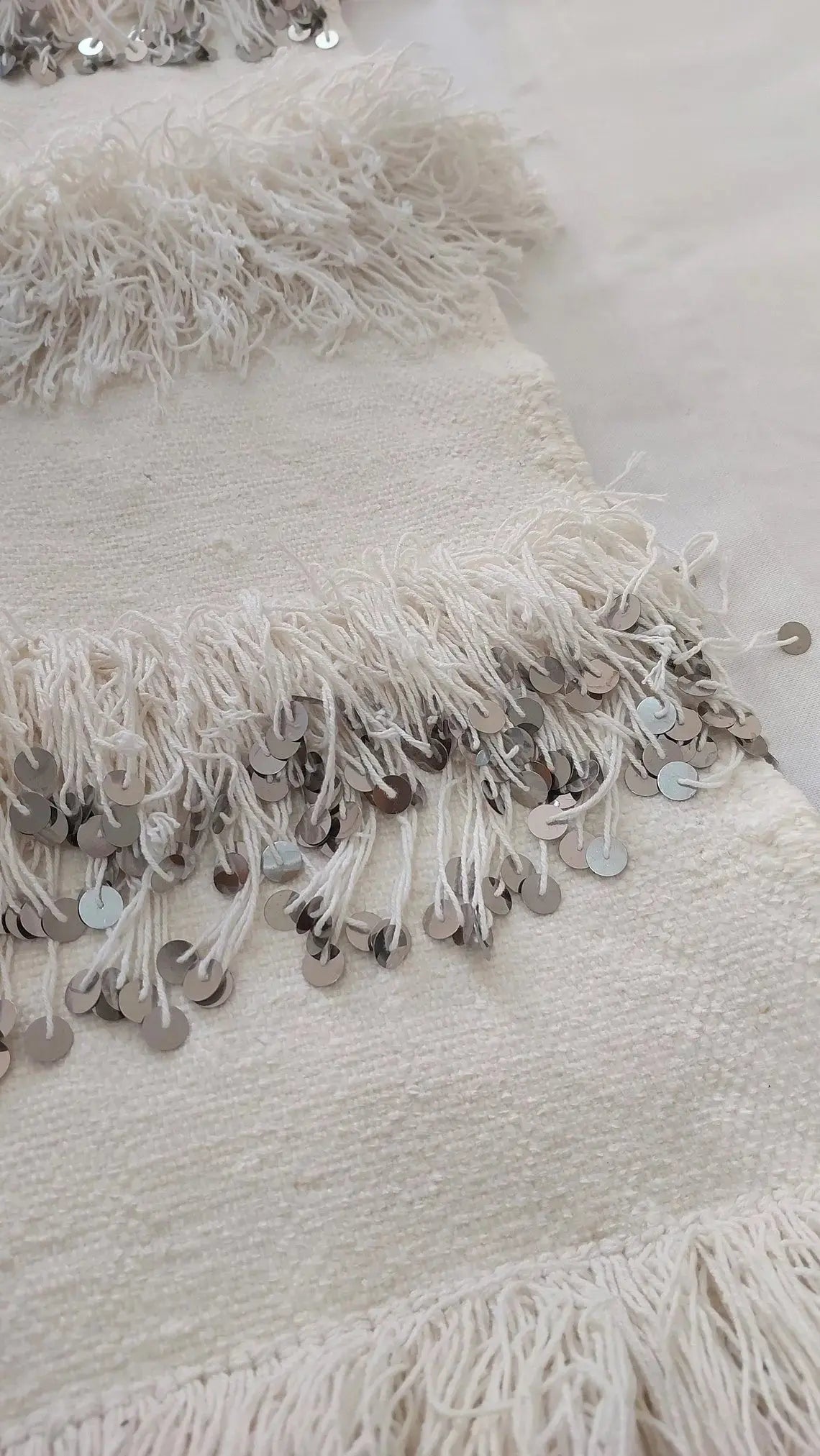 New Handmade Moroccan Wedding Blanket, Berber Handira, Throw Blanket, Size 112x226cm MoroccanBazzArts