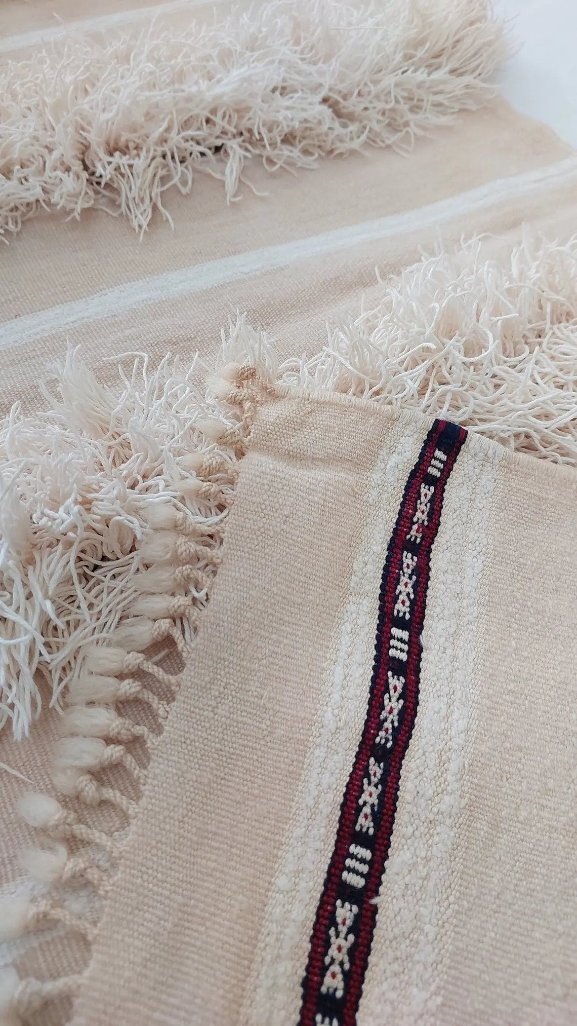 Authentic Moroccan Wedding Blanket, Without Sequins, Vintage Berber Handira. 3.9x6ft MoroccanBazzArts