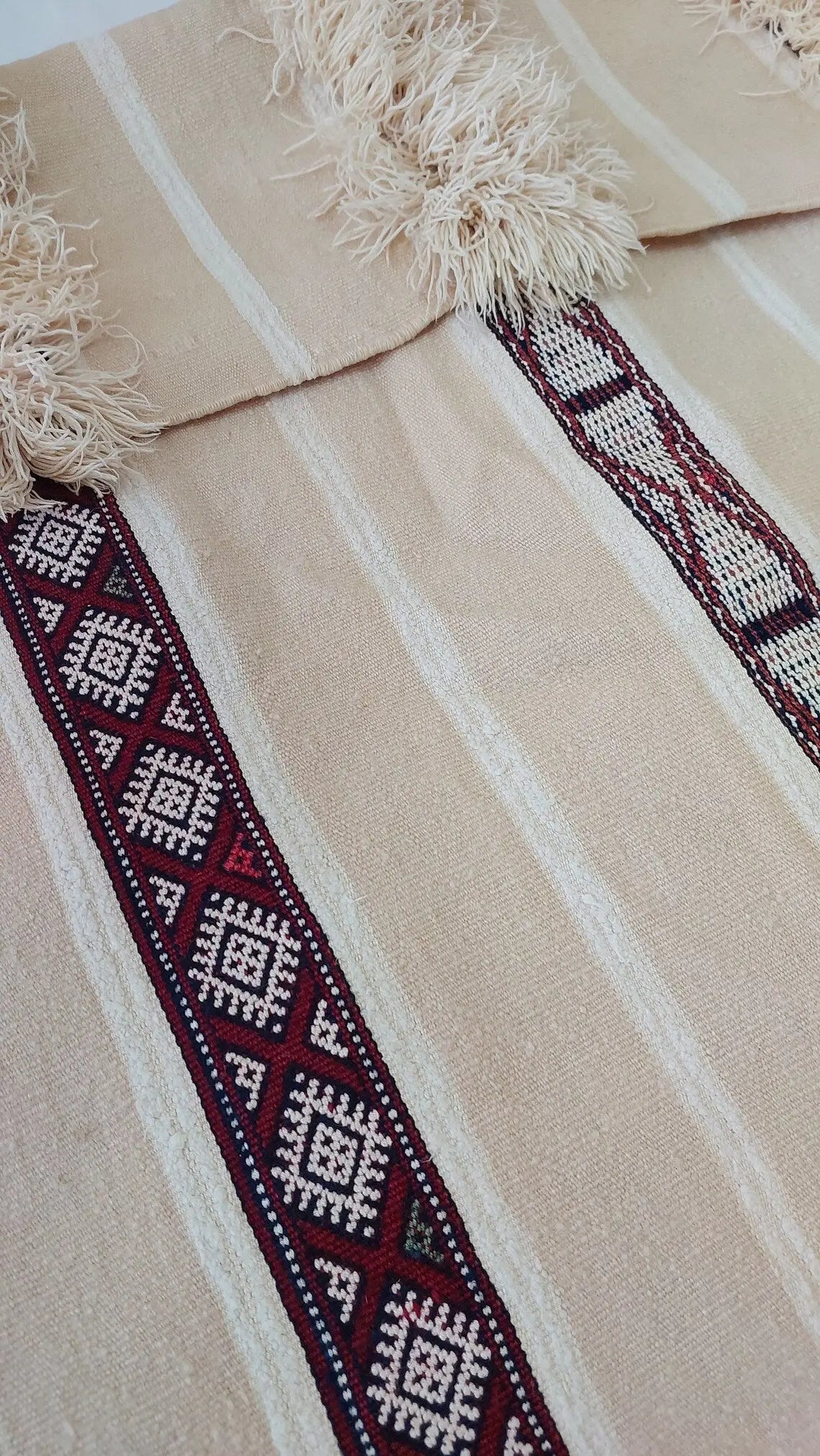 Authentic Moroccan Wedding Blanket, Without Sequins, Vintage Berber Handira. 3.9x6ft MoroccanBazzArts